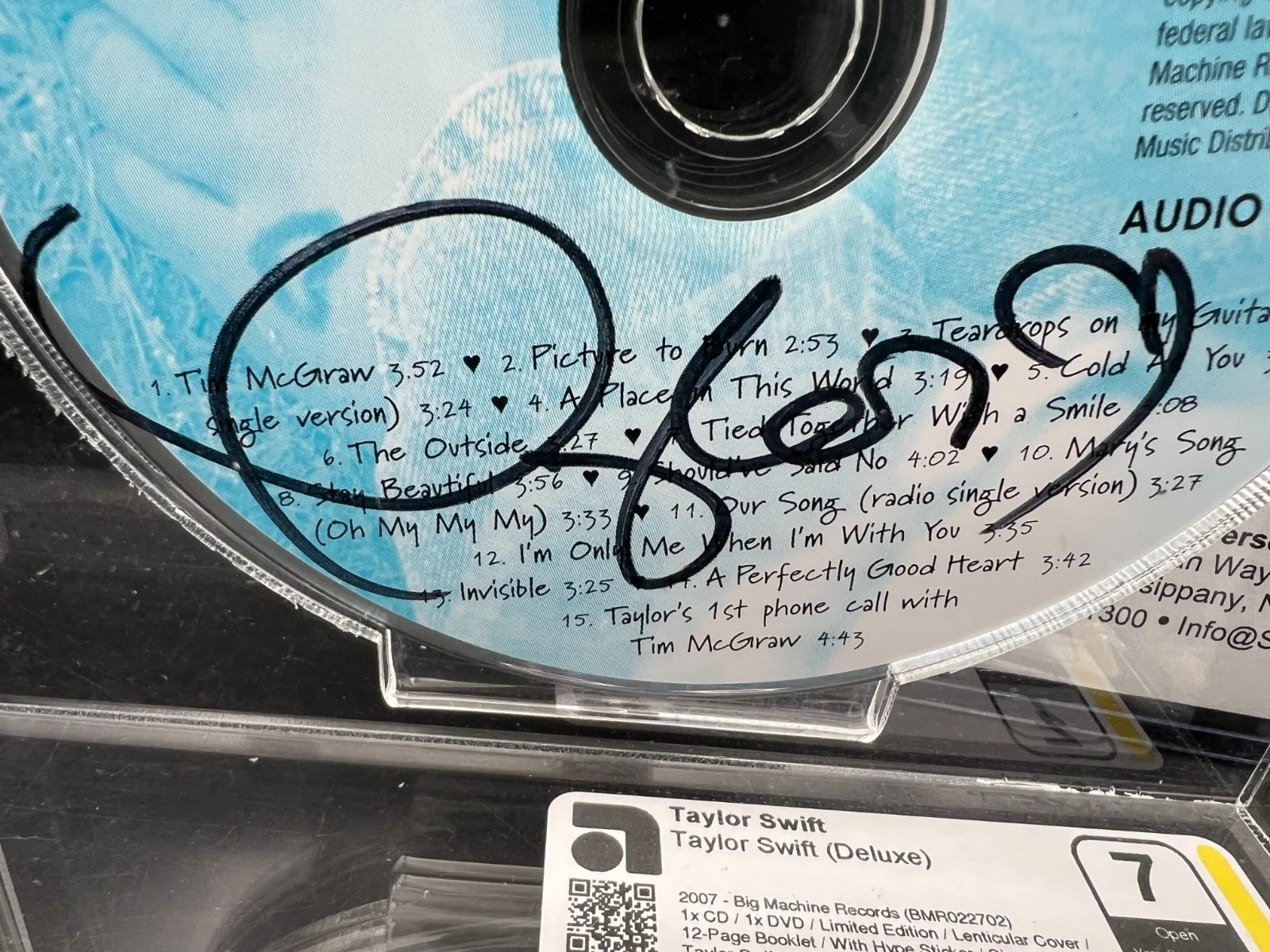 Taylor Swift Signed Lenticular Debut Deluxe CD Album Promo AMG 7 Open JSA LOA, изображение 4