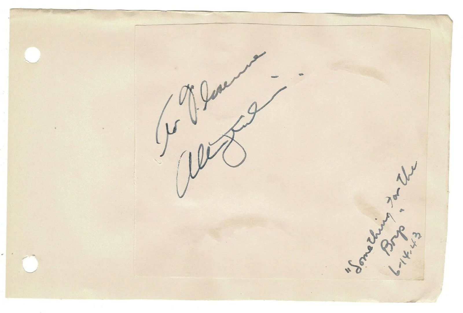 Allen Jenkins — Allen Jenkins Top Cat Autographed Signed Album Page AMCo COA 12962