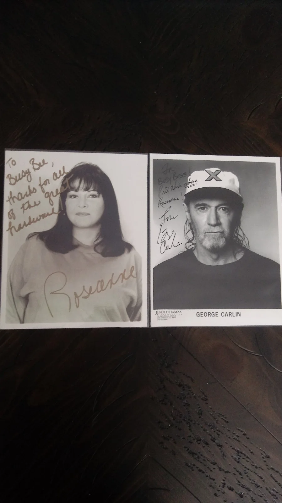 George Carlin, Roseanne — SIGNED SET of 2 George Carlin & Roseanne AUTOGRAPHED Photos HTF Collectible RARE, изображение 2