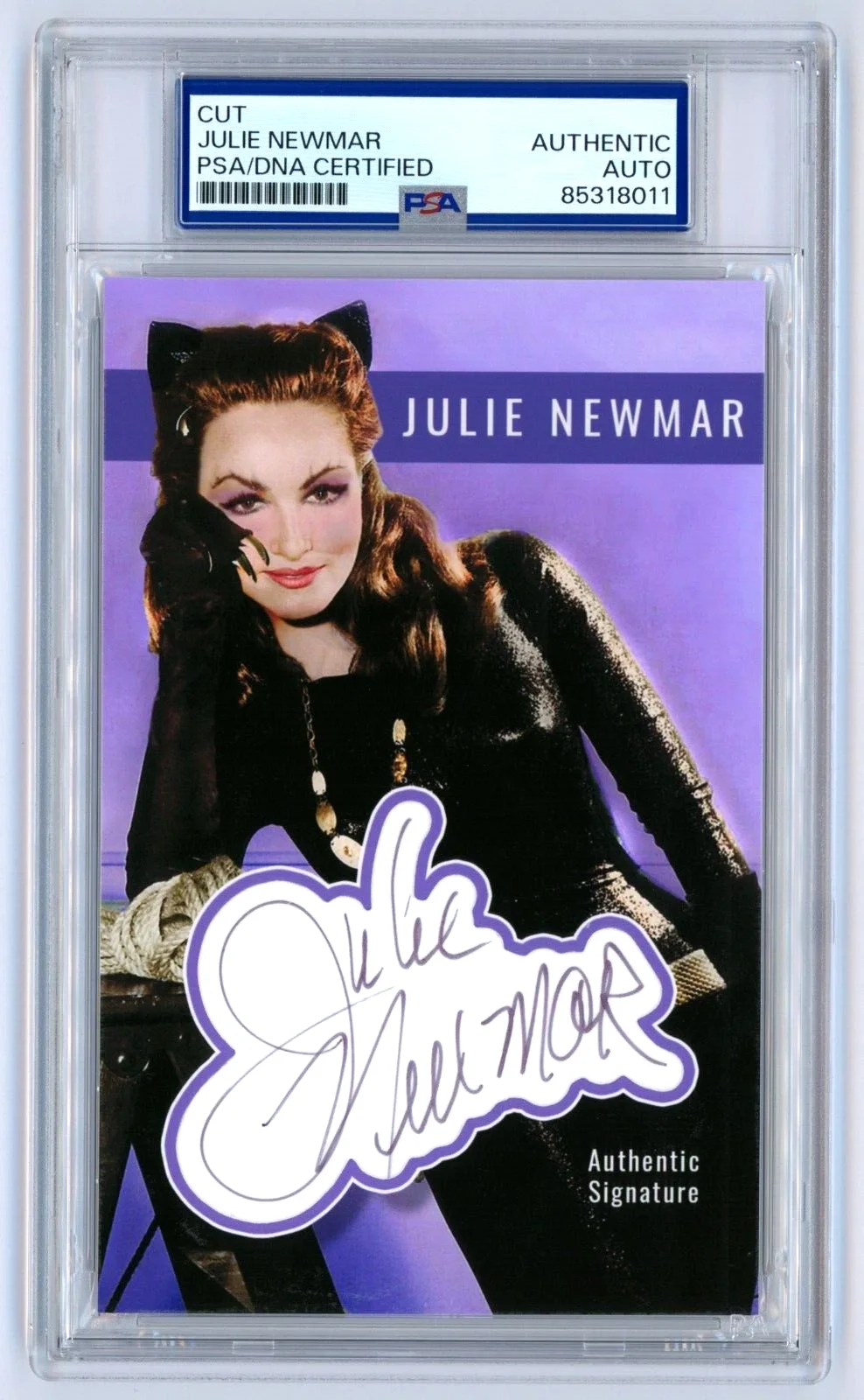 Julie Newmar — Julie Newmar Signed Cut Display (PSA) Orignal Catwoman 1960s Batman TV Series