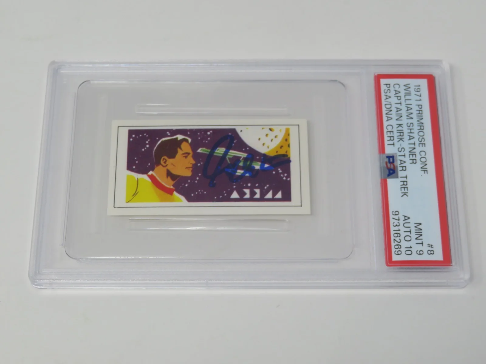 William Shatner STAR TREK Signed 1971 Primrose Rookie Card # 8 PSA 10 Auto, image 4