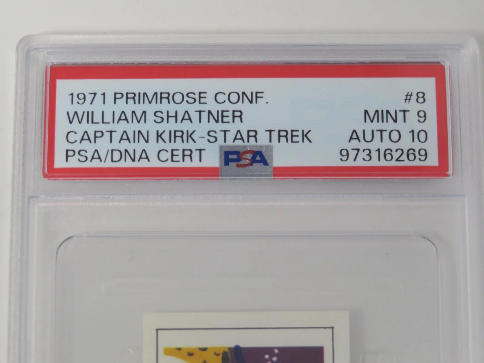 William Shatner STAR TREK Signed 1971 Primrose Rookie Card # 8 PSA 10 Auto, image 5