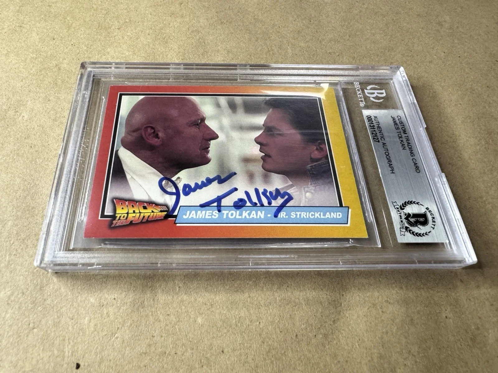 James Tolkan — Signed James Tolkan Autographed Back To The Future Custom Trading Card BAS Slab, image 3