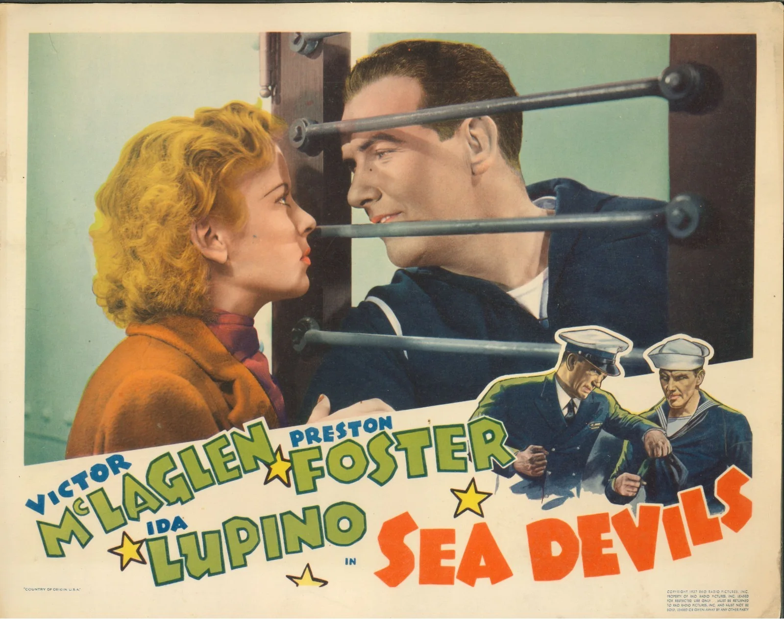 Sea Devils 2x ORIGINAL US Lobby Cards Ida Lupino Preston FosterVictor McLaglen, image 2