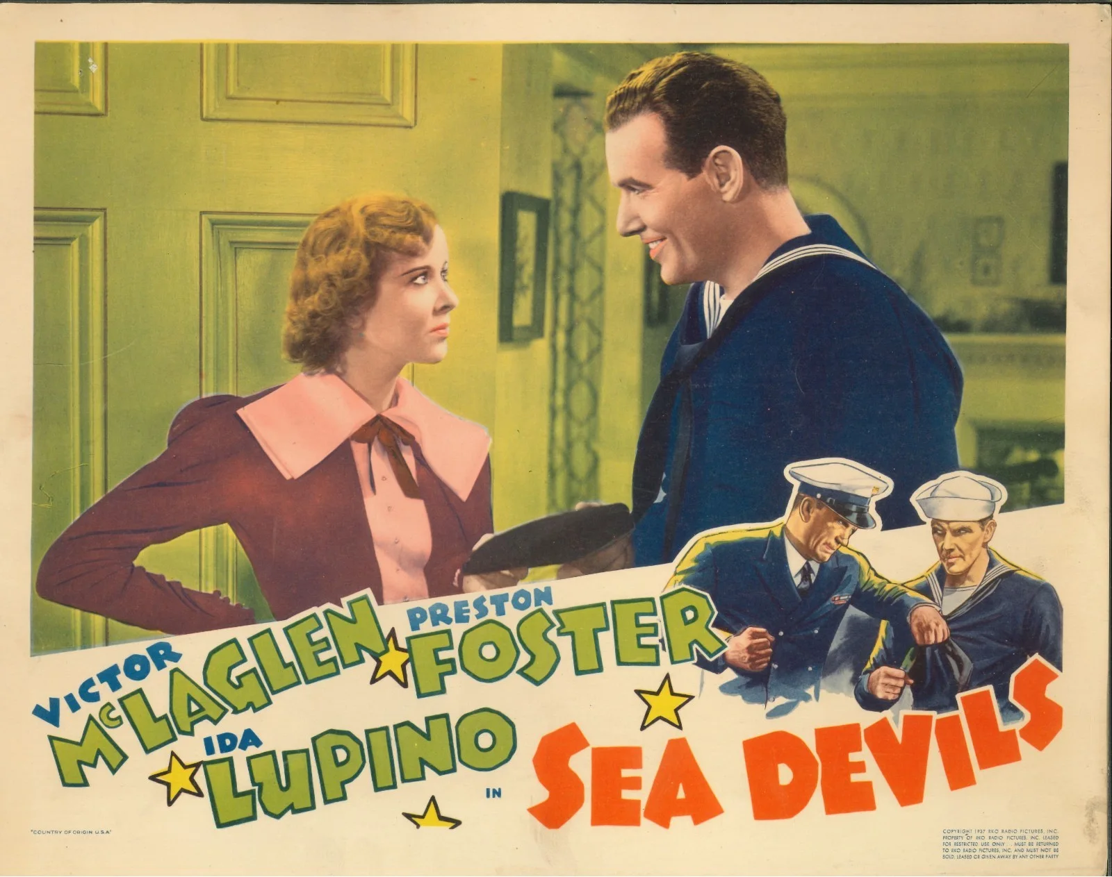 Sea Devils 2x ORIGINAL US Lobby Cards Ida Lupino Preston FosterVictor McLaglen, image 3