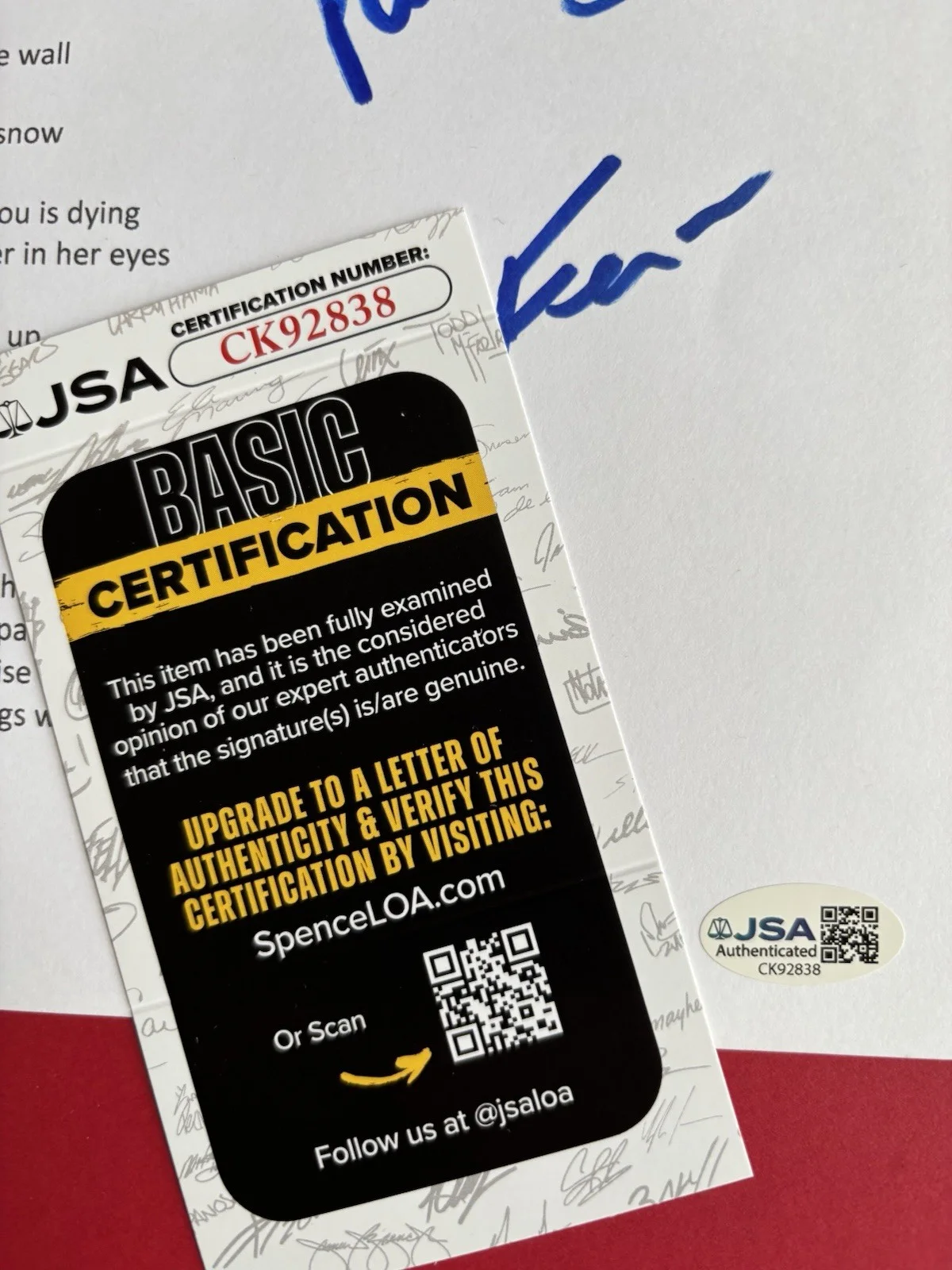 10CC Signed THINGS WE DO FOR Lyric Sheet x3 JSA COA GRAHAM GOULDMAN Burgess FENN, image 3