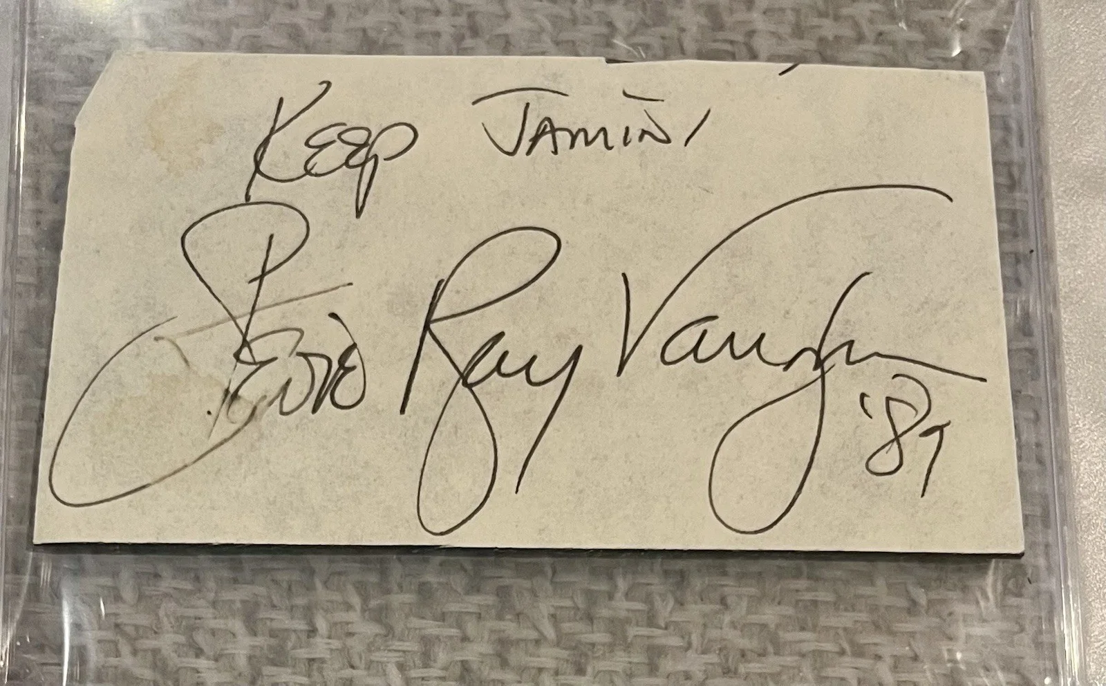 Stevie Ray Vaughan Signed & Inscribed “Keep Jamin ‘89”Auto RIP 1990 PSA/DNA Rare, image 2