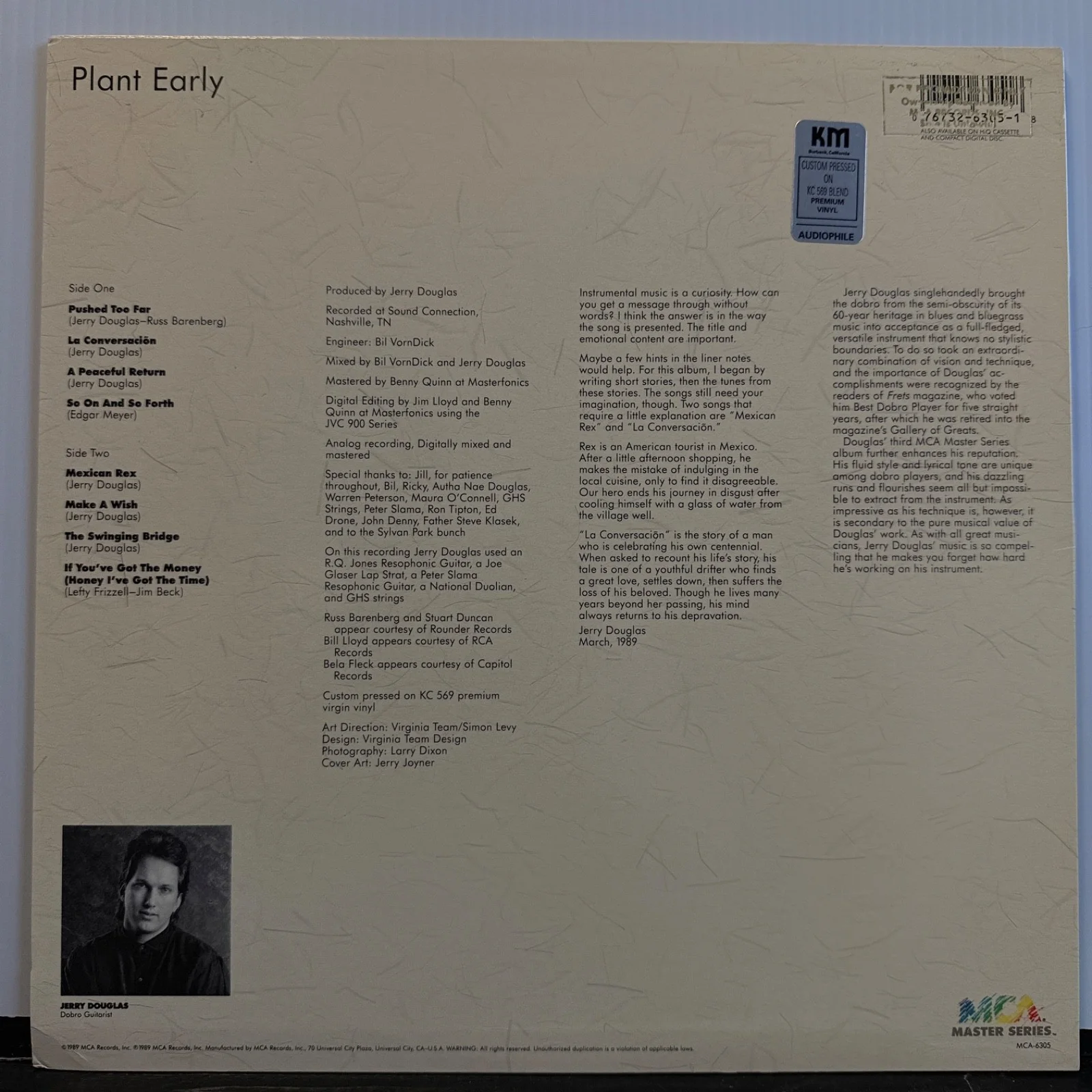 AUTOGRAPHED | Jerry Douglas - Plant Early | MCA-6305 VINYL | MCA Master Series, изображение 3