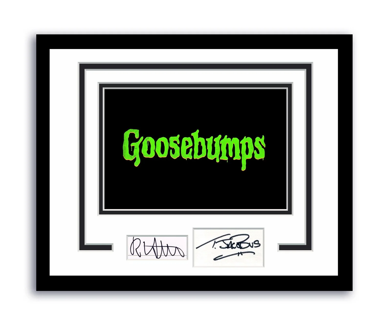 R.L. Stine, Tim Jacobus — Goosebumps R.L. Stine Tim Jacobus Autographed Signed 11x14 Framed Photo ACOA