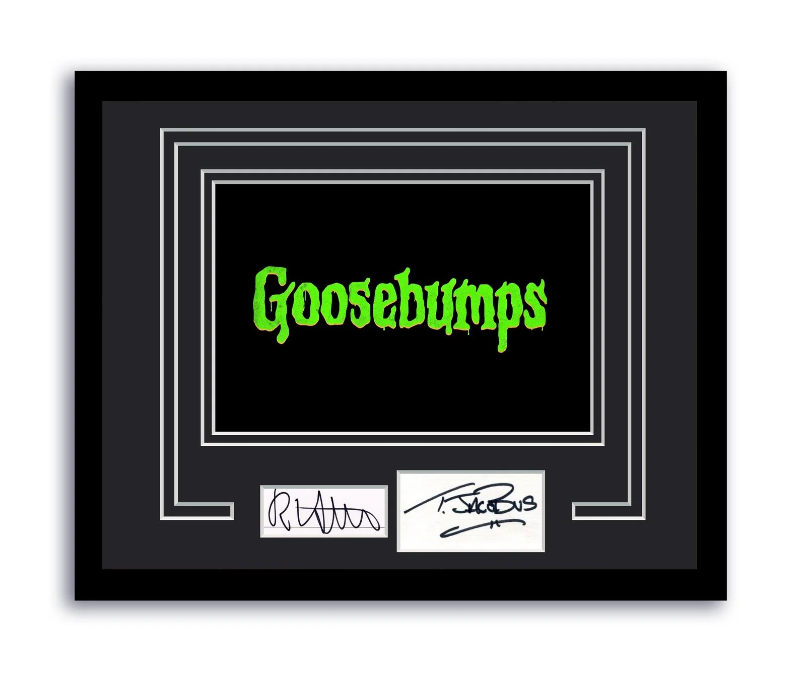 R.L. Stine, Tim Jacobus — Goosebumps R.L. Stine Tim Jacobus Autographed Signed 11x14 Framed Photo ACOA