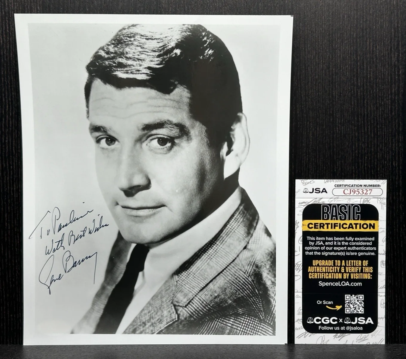Gene Barry — GENE BARRY ORIGINAL SIGNED PHOTO Actor Celebrity JSA COA Autograph BAT MASTERSON, изображение 2