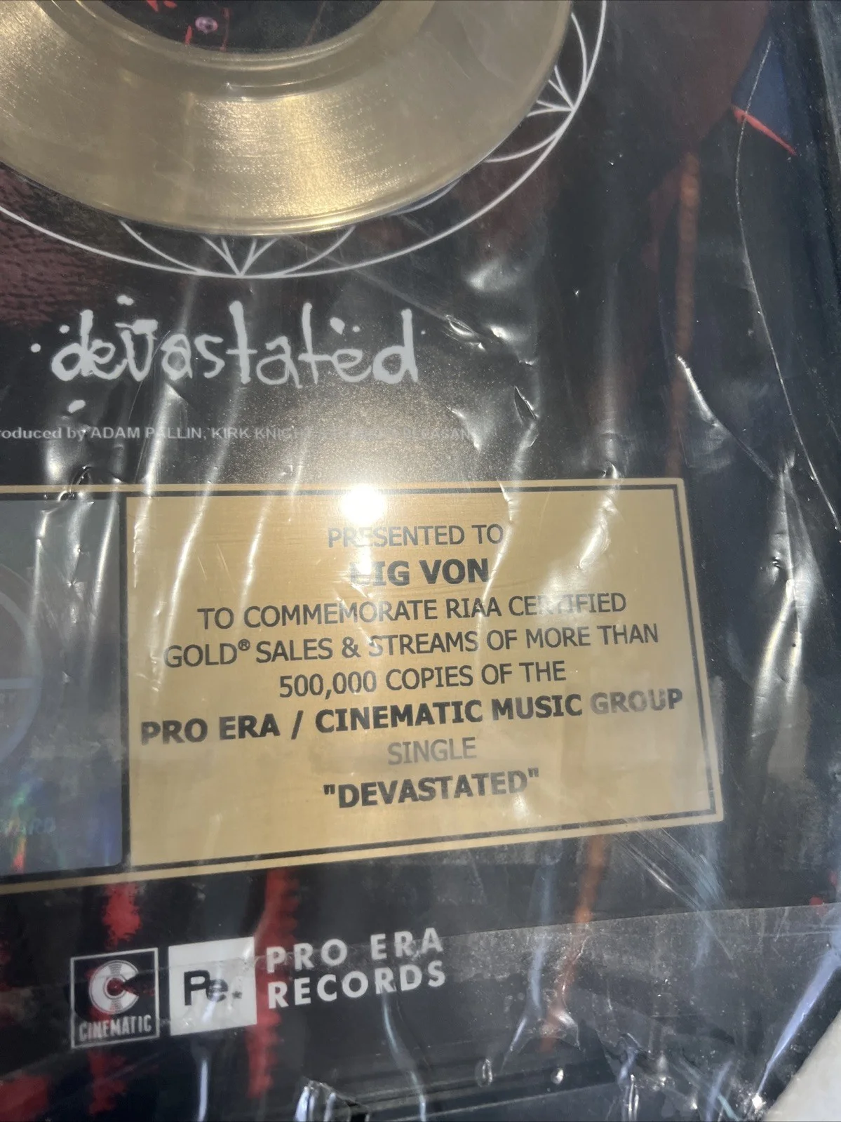 Joey Badass RIAA “Devastated” Single Award Plaque, image 3