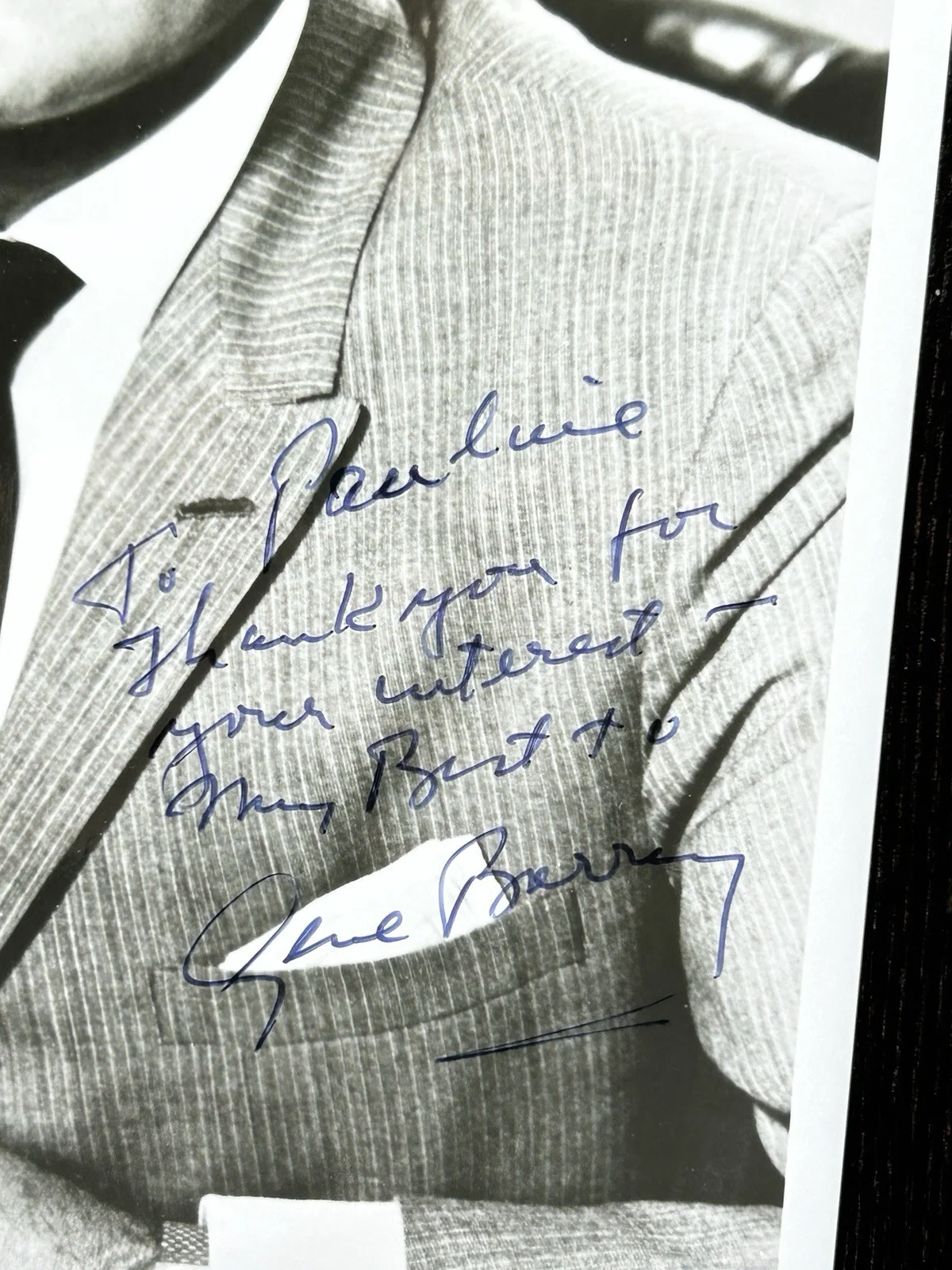 Gene Barry — GENE BARRY ORIGINAL SIGNED PHOTO w NOTE! Actor JSA COA Autograph BAT MASTERSON, image 3