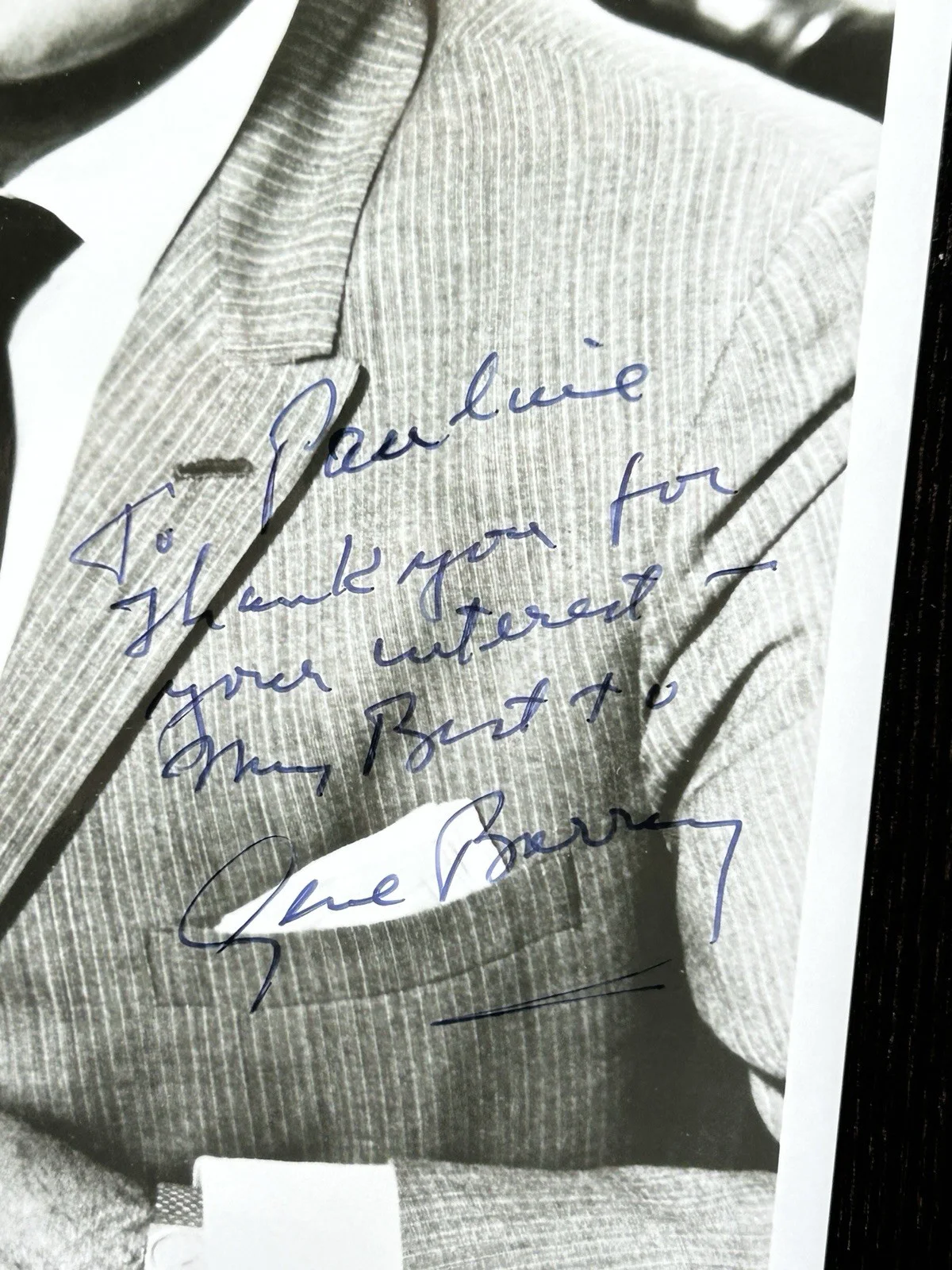 Gene Barry — GENE BARRY ORIGINAL SIGNED PHOTO w NOTE! Actor JSA COA Autograph BAT MASTERSON, image 5