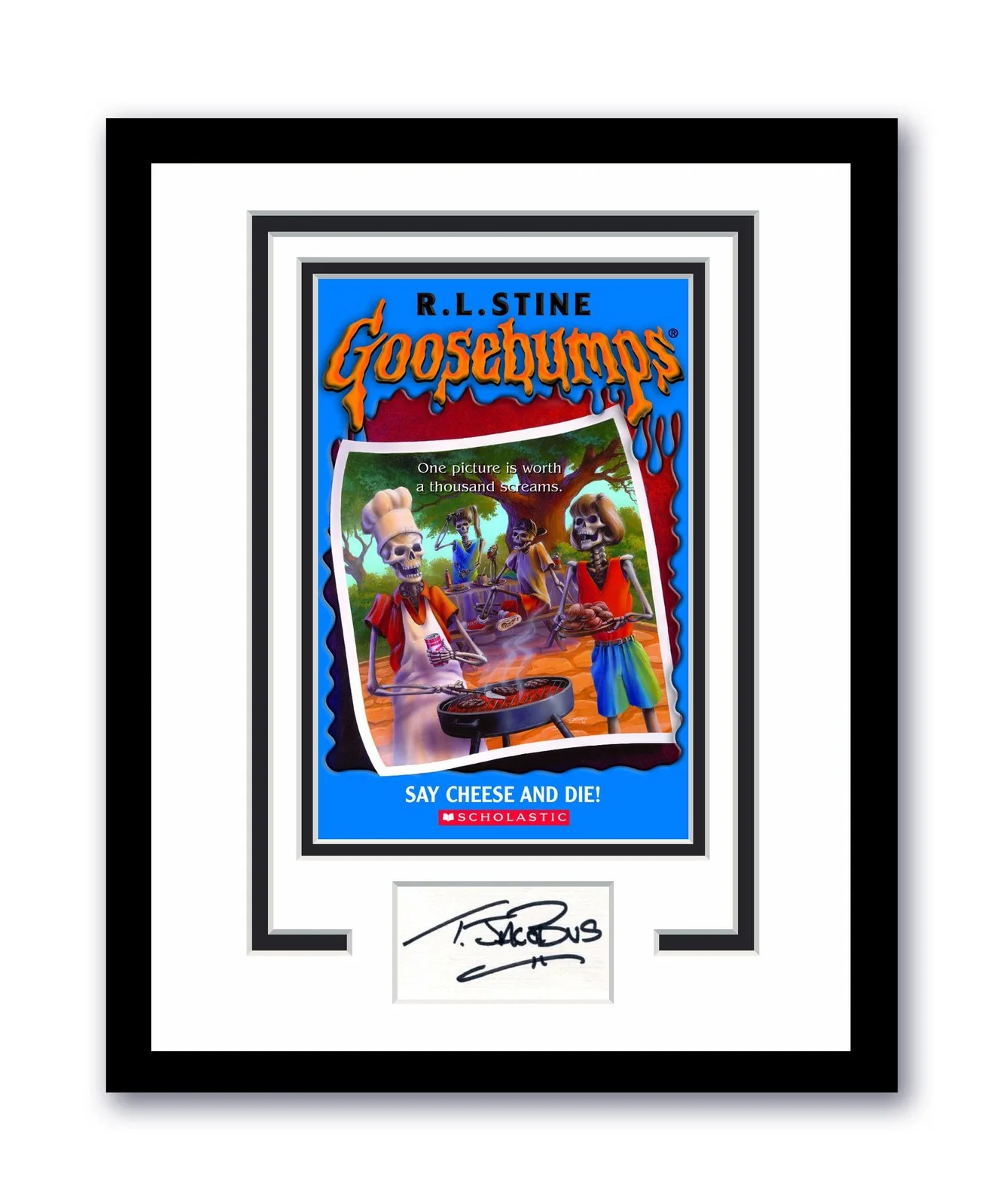 Tim Jacobus — Goosebumps Tim Jacobus Autographed 11x14 Framed Photo Say Cheese And Die ACOA