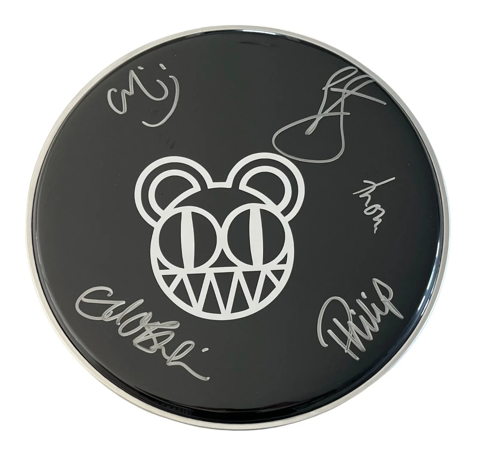 RADIOHEAD x5 THOM YORKE Band Signed 12" Drumhead (Black) ROGER EPPERSON COA, изображение 2