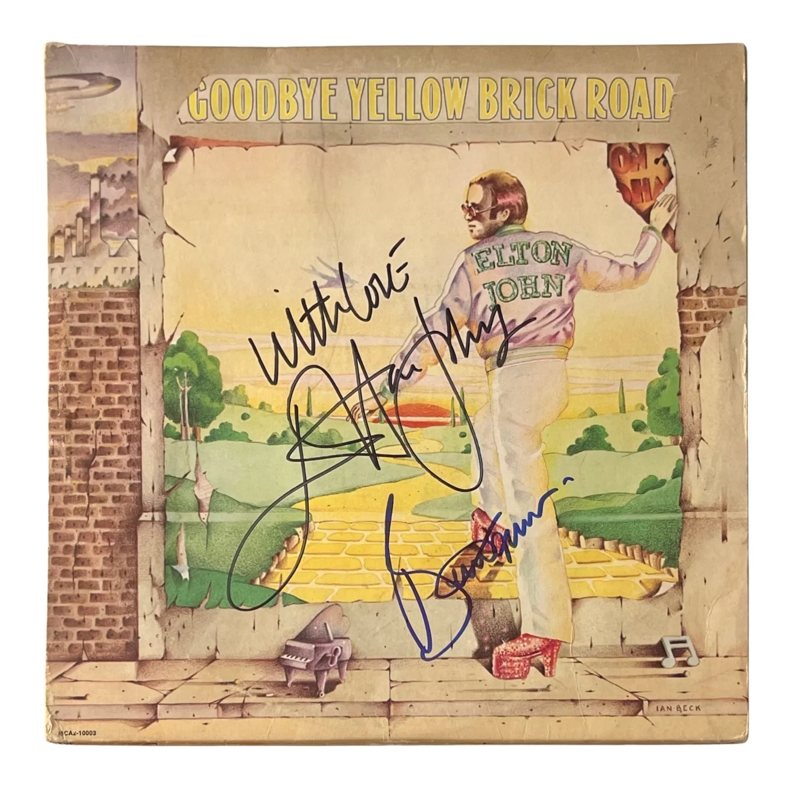 BERNIE TAUPIN & ELTON JOHN Signed GOODBYE YELLOW BRICK ROAD Record EPPERSON COA, image 2