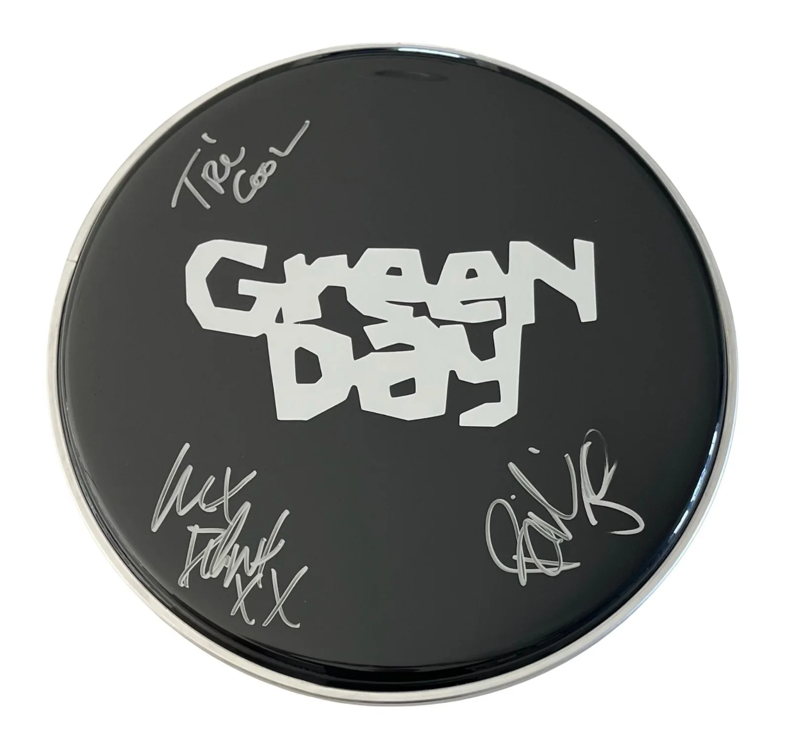 GREEN DAY x3 BILLIE JOE ARMSTRONG Band Signed 12" Drumhead ROGER EPPERSON COA, изображение 2