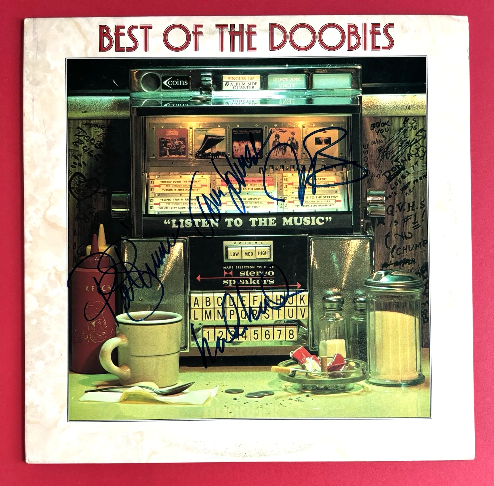 DOOBIE BROTHERS Signed x4 Vinyl Record JSA COA MICHAEL McDONALD Pat TOM Skunk, image 2