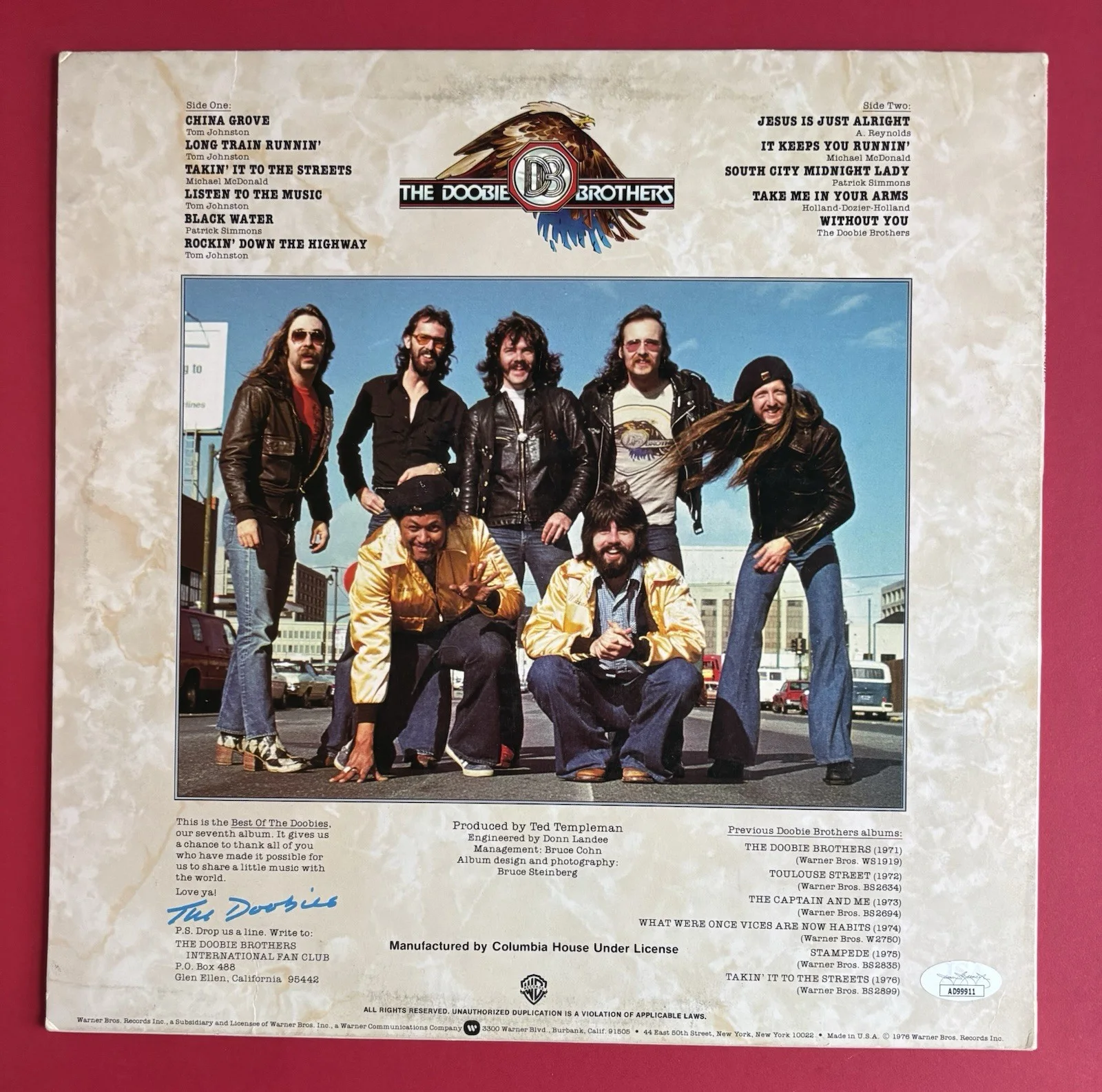 DOOBIE BROTHERS Signed x4 Vinyl Record JSA COA MICHAEL McDONALD Pat TOM Skunk, image 5