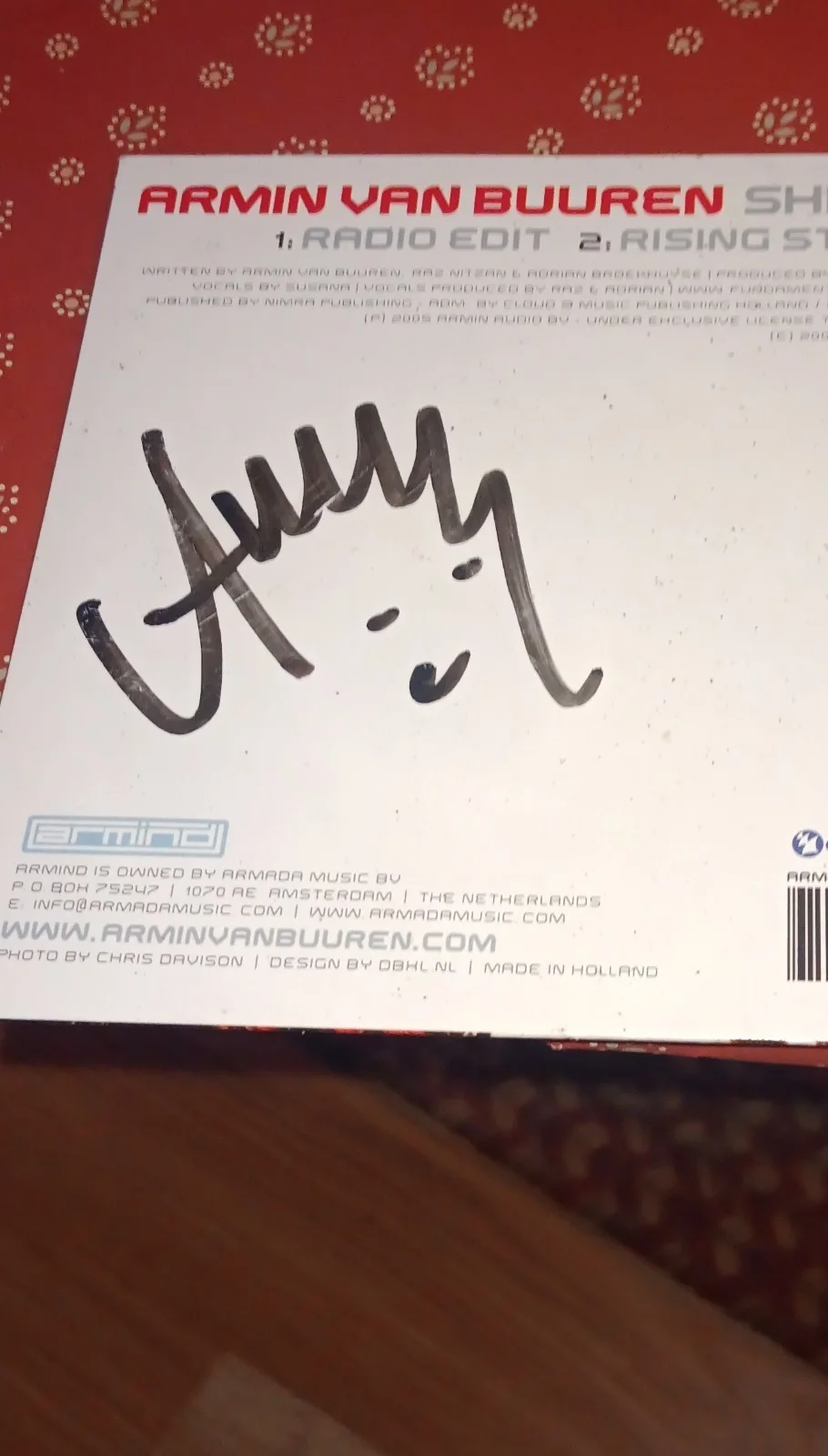 Armin van Buuren Shivers Signed CD Single Original Autograph, image 2