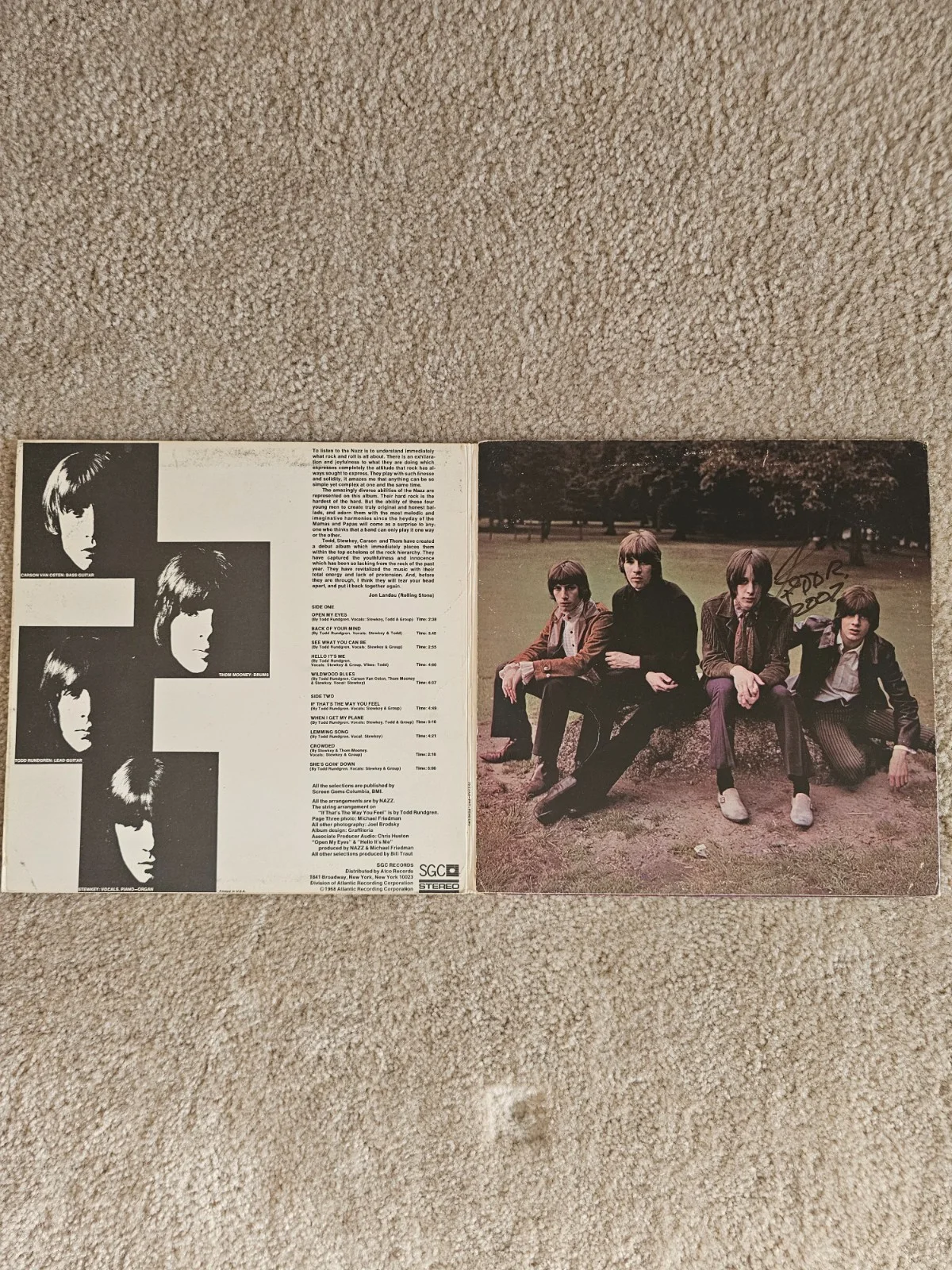 Nazz LP Signed by Todd Rundgren 2007 Autograph VG Vinyl Gatefold, image 4