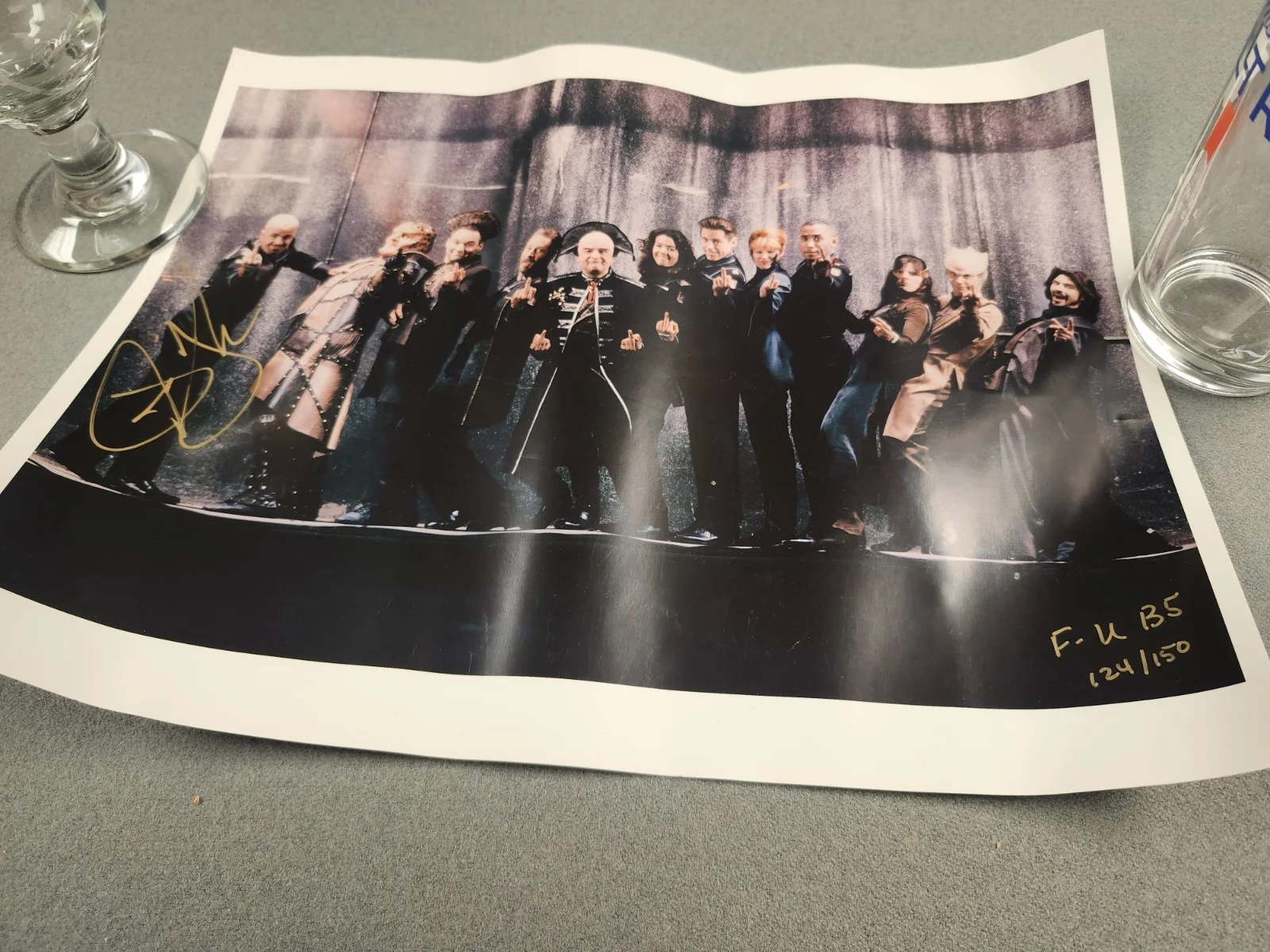 Jerry Doyle — Rare Jerry Doyle Signed Babylon 5 Cast Poster F.U. B5 middle finger numbered 124, image 2