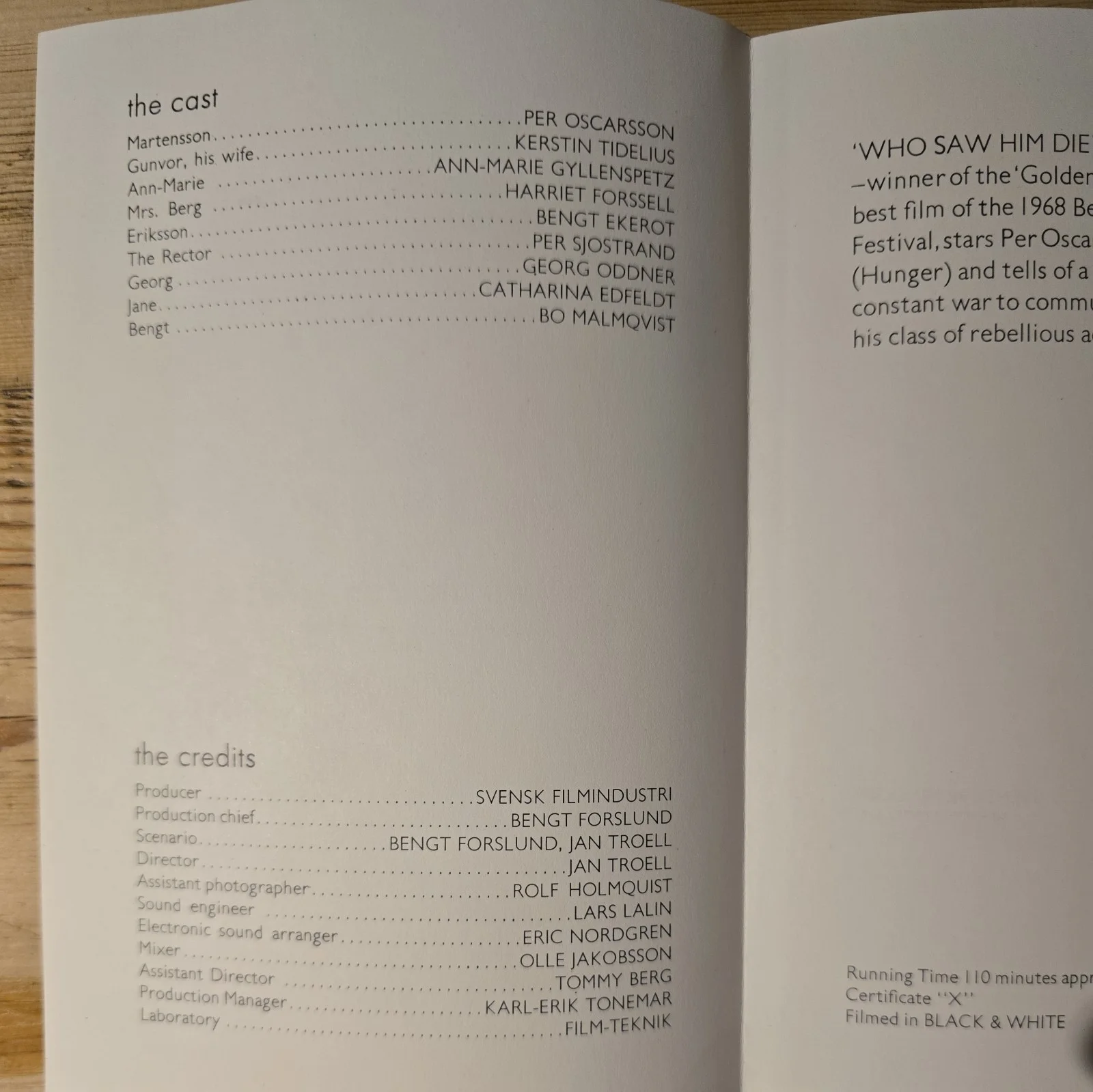 WHO SAW HIM DIE? / OLE DOLE DOFF 1968 UK press booklet Jan Troell Per Oscarsson, изображение 2