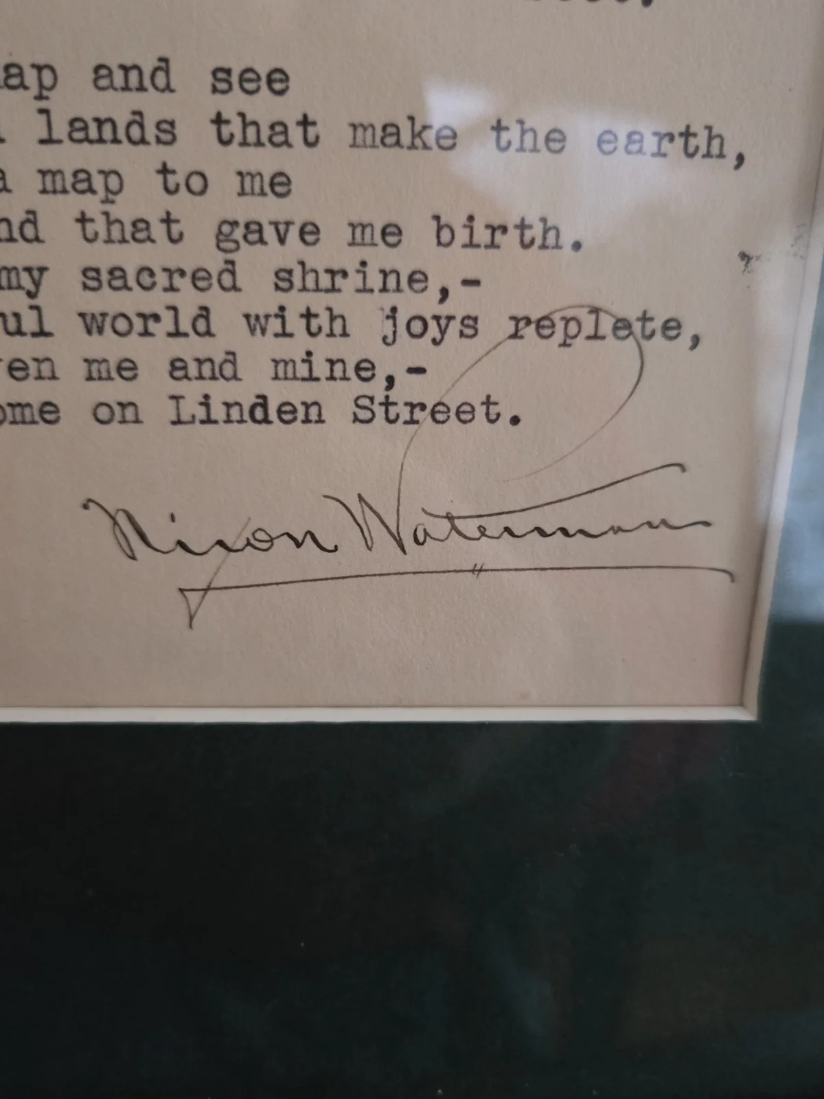 Nixon Waterman — Nixon Waterman Signed Poem "Linden Street" 1939 Framed, изображение 3