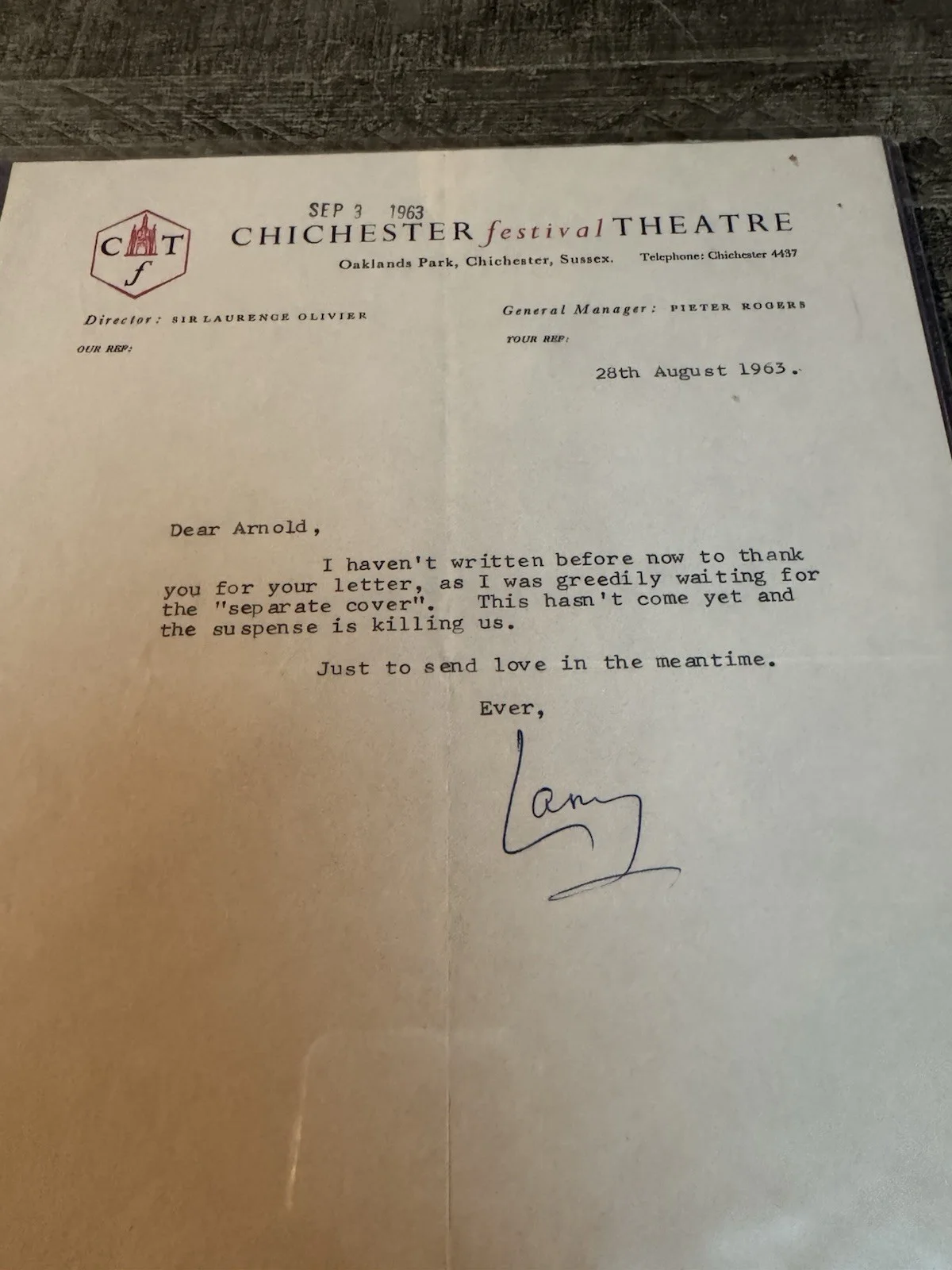 Laurence Olivier — Laurence Olivier Pair of Typed Letters Signed 1963 Autographed, изображение 5