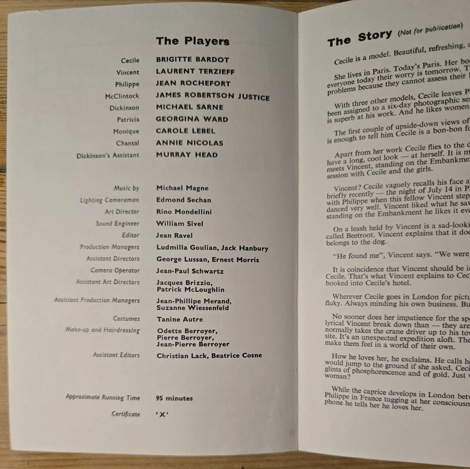 TWO WEEKS IN SEPTEMBER 1967 UK press booklet Brigitte Bardot Laurent Terzieff, изображение 2