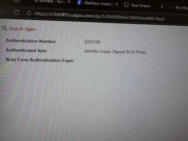 Jennifer Lopez Signed Autographed Photograph 8x10 Auto Photo, image 3