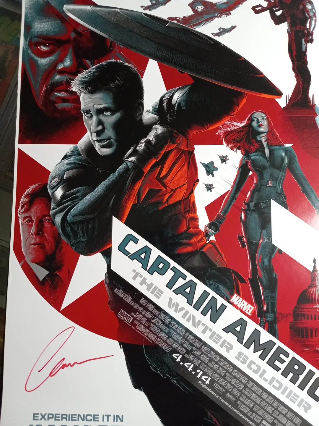 Captain America The Winter Soldier Movie Poster Signed By Chris Evans, image 3