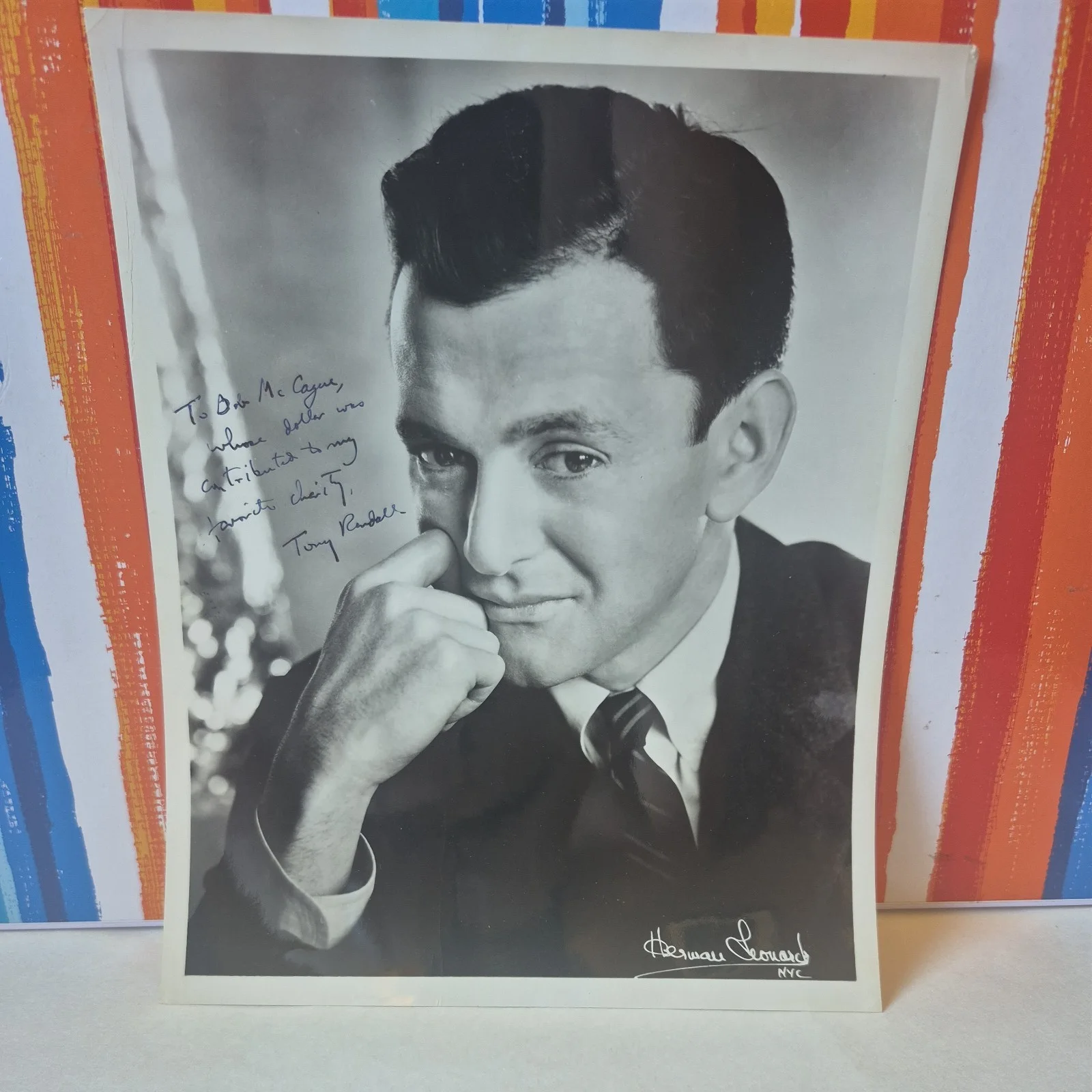 Tony Randall — TONY RANDALL Signed 8X10 Photo Autograph personalized Movie Actor "Odd Couple"