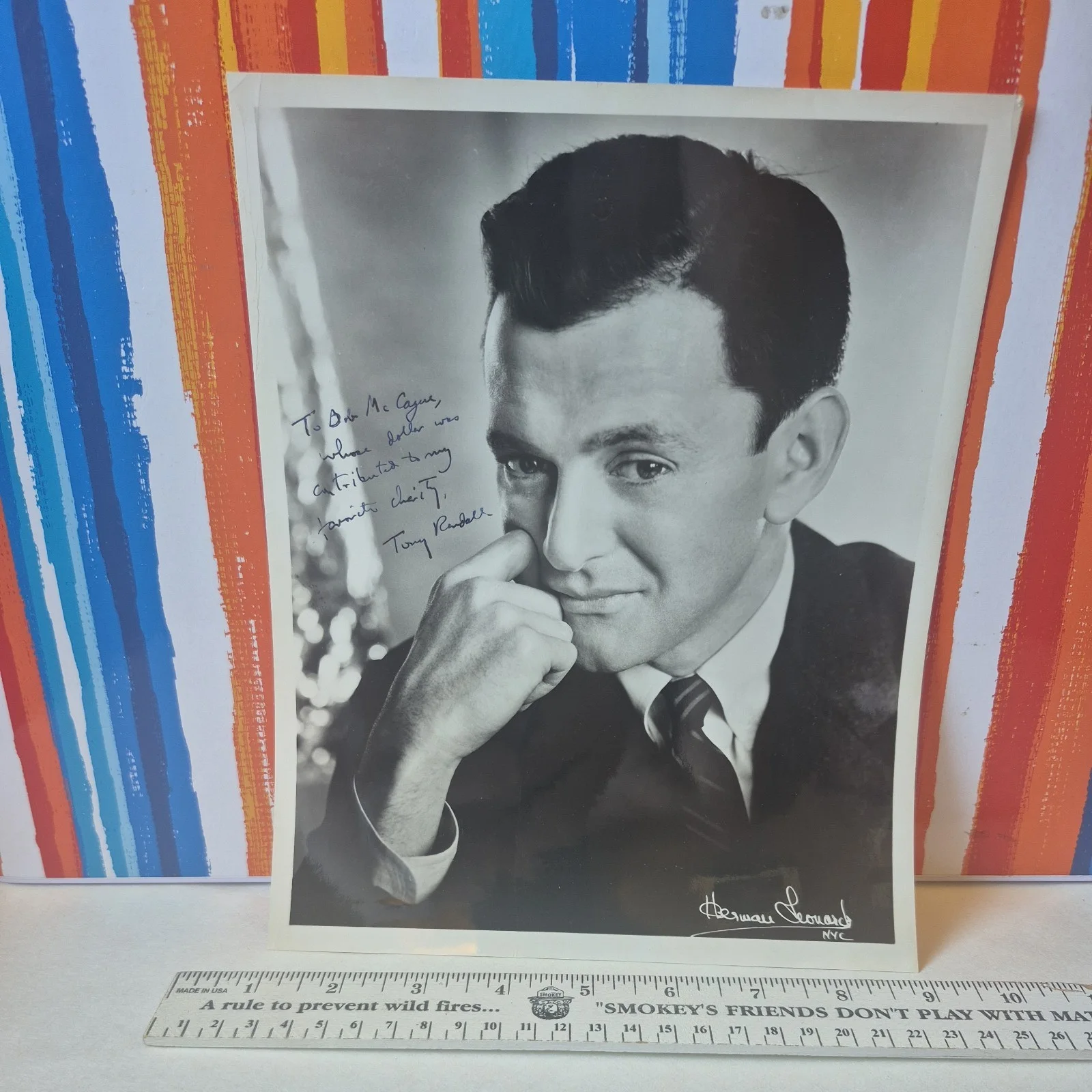 Tony Randall — TONY RANDALL Signed 8X10 Photo Autograph personalized Movie Actor "Odd Couple", изображение 3