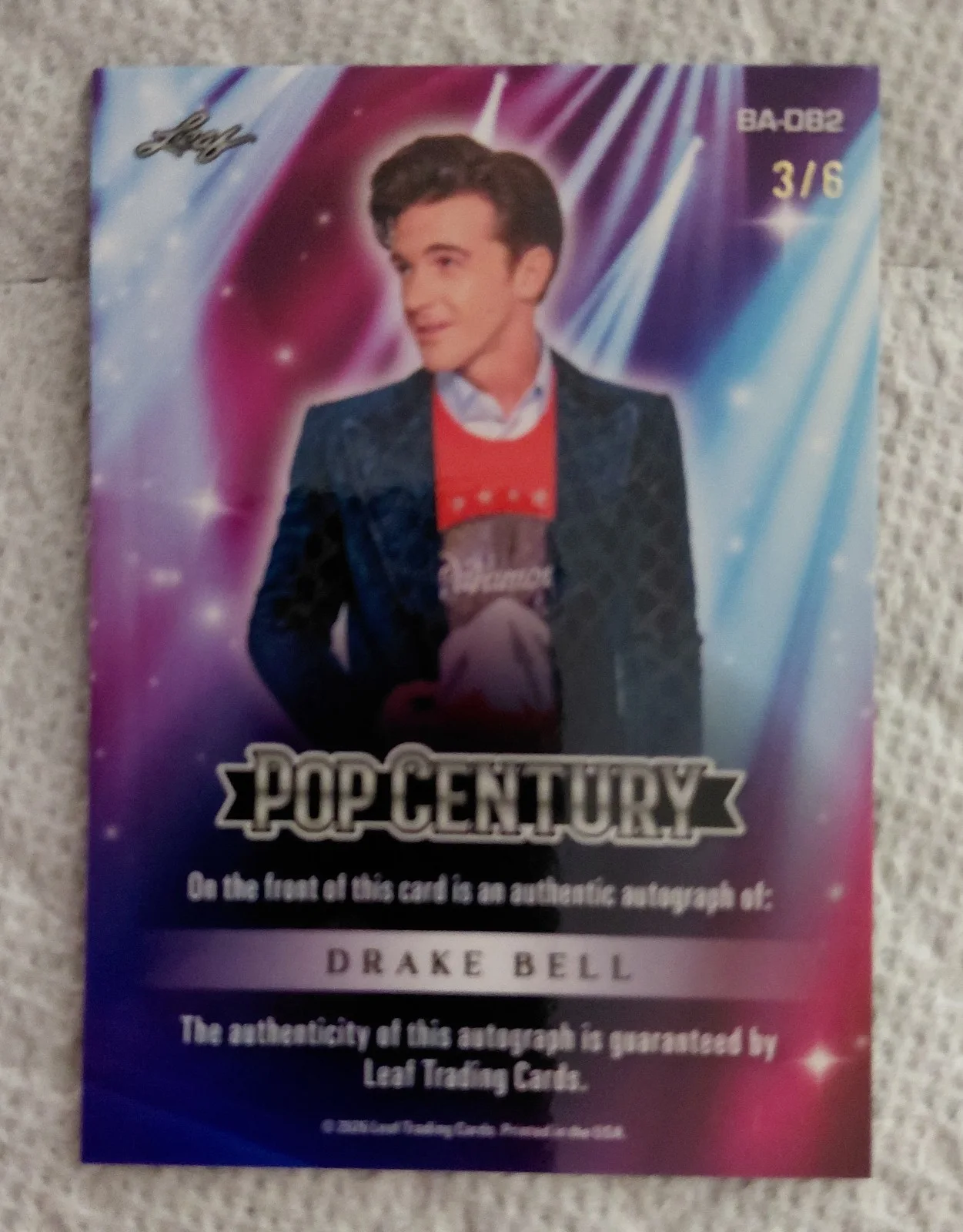 DRAKE BELL — 2026 POP CENTURY. DRAKE BELL. AUTOGRAPH. PINK CRYSTAL. #3/6. ACTOR & MUSICIAN., изображение 2