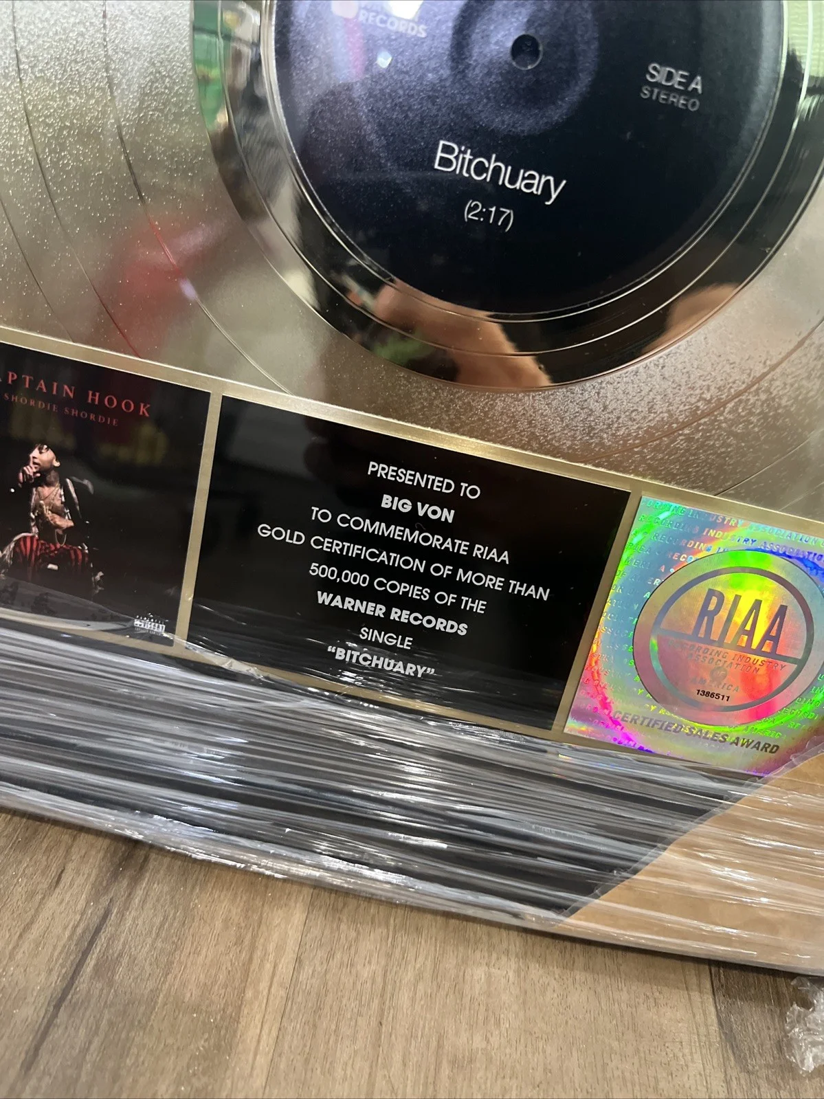 Shordie Shordie Bitchuary RIAA Commemorative Record Warner Records Award Rap, изображение 3