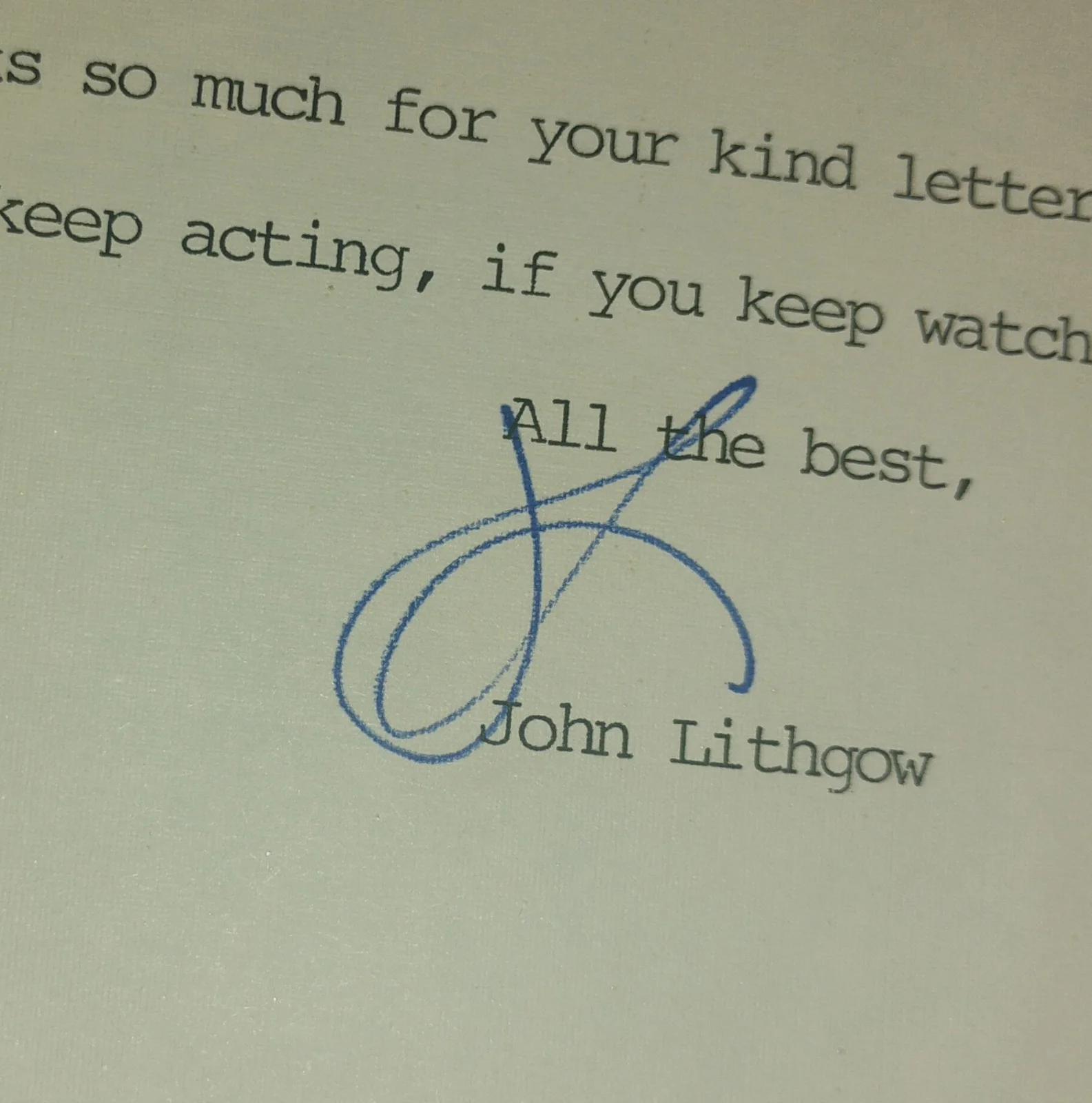 John Lithgow Personal Letter & Hand Signed Autograph PSA COA - NO US TARIFFS, image 3