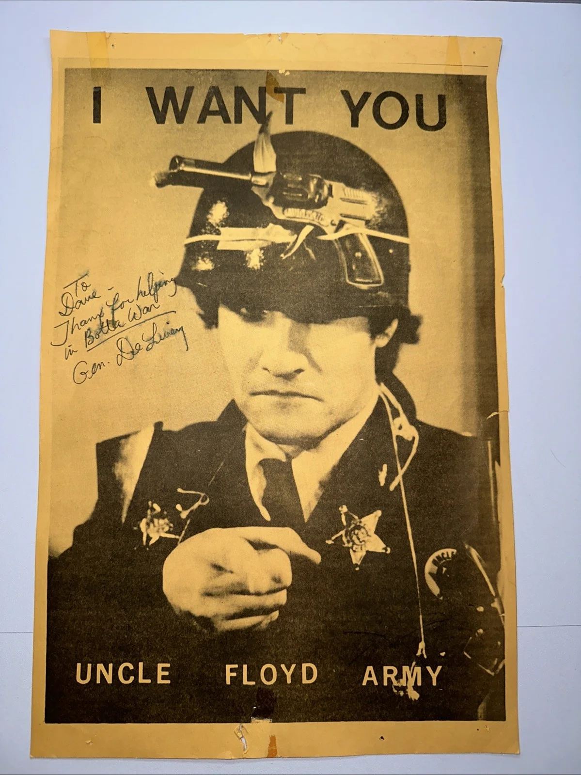 VERY RARE Uncle Floyd Army Show Signed Poster "General Dee Livery" 17" x 11", изображение 2