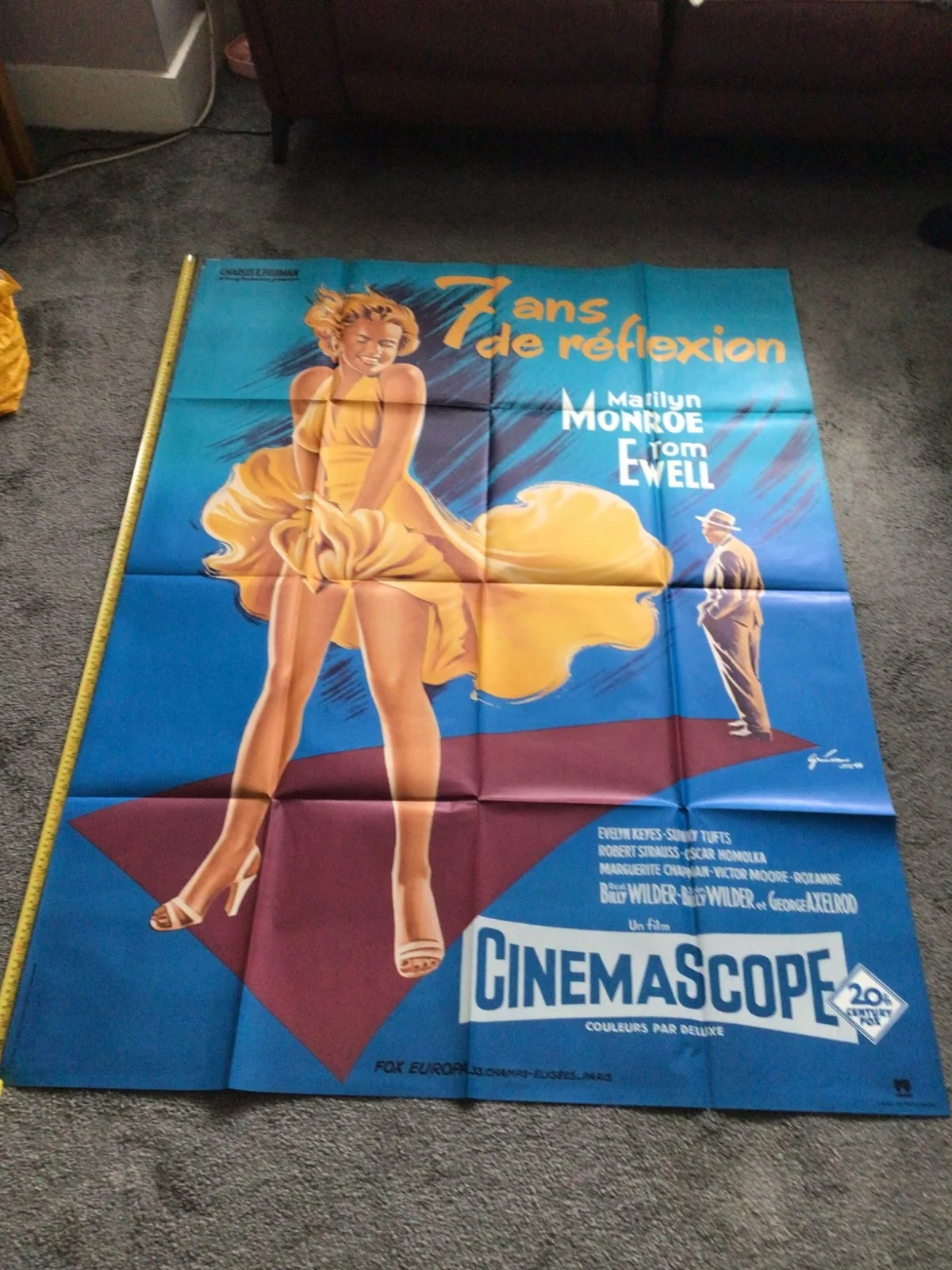 Marilyn Monroe 7 Year Itch large original French movie poster in Mint condition, image 2