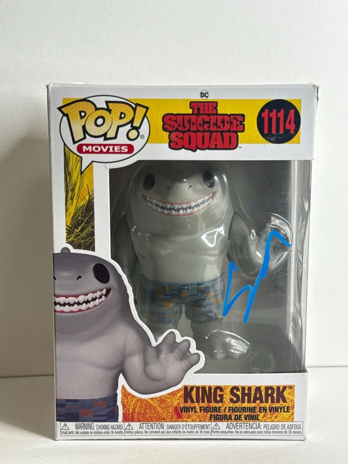 Steve Agee — Steve Agee Signed King Shark The Suicide Squad Funko #1114 PSA AQ52570, изображение 2