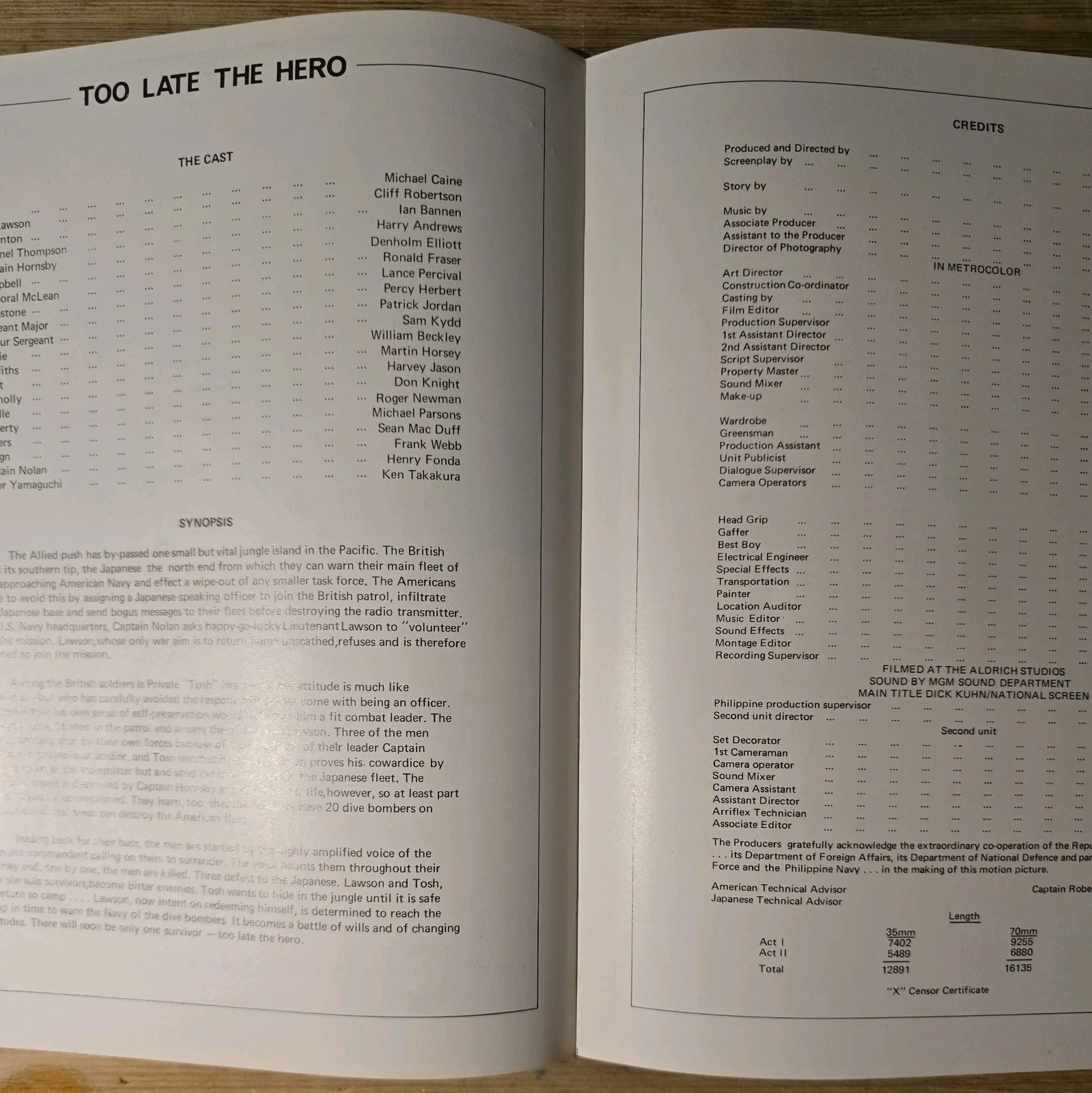 TOO LATE THE HERO press book 1970 Cinerama Michael Caine Cliff Robertson, image 2