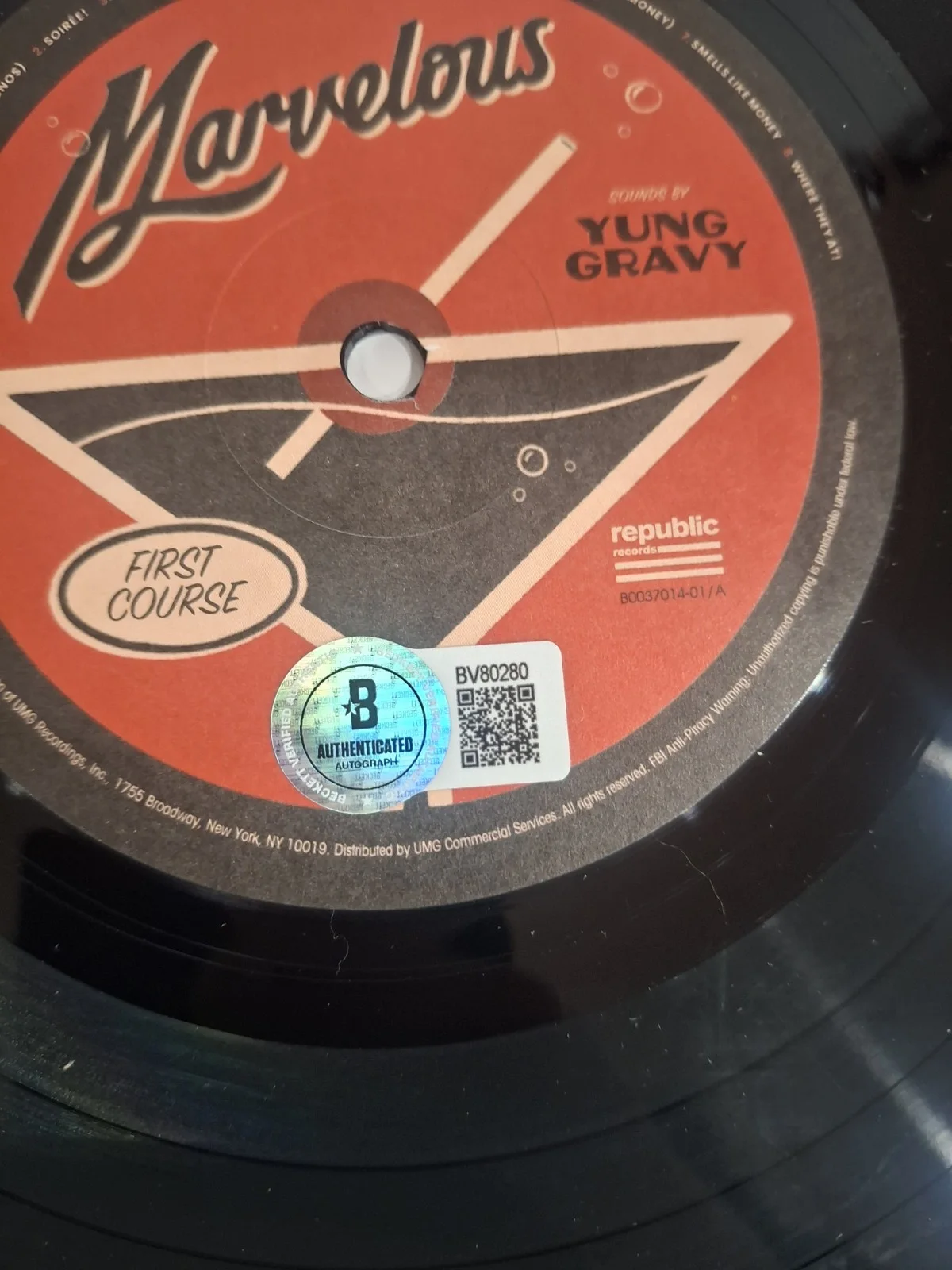 Yung Gravy Signed Marvelous Vinyl Beckett Bas Certified, image 5