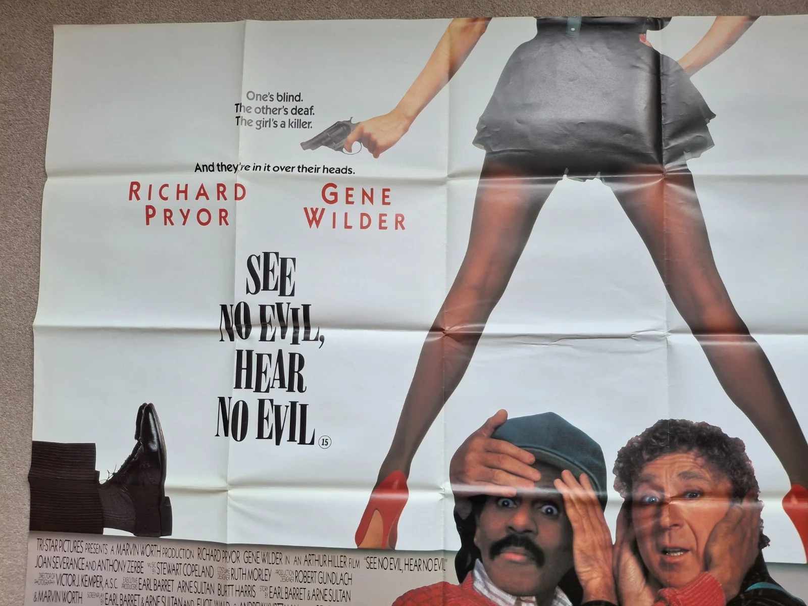 See No Evil, Hear No Evil Rare & Original Film Cinema Movie Quad Poster, изображение 2