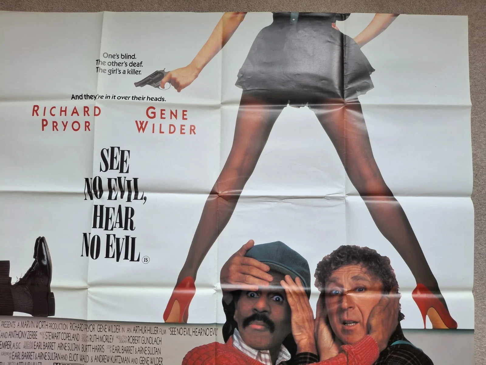 See No Evil, Hear No Evil Rare & Original Film Cinema Movie Quad Poster, изображение 3