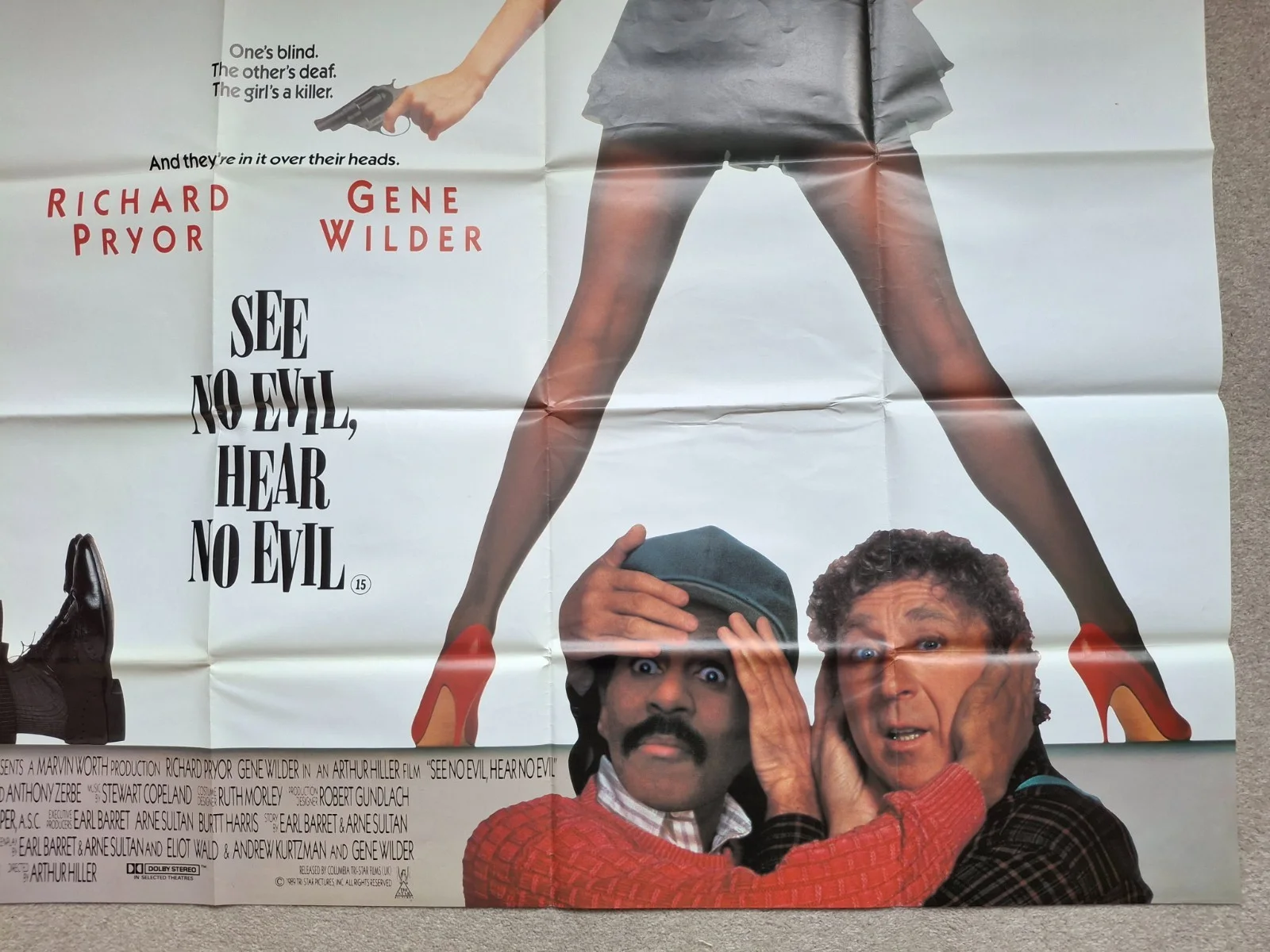 See No Evil, Hear No Evil Rare & Original Film Cinema Movie Quad Poster, изображение 4