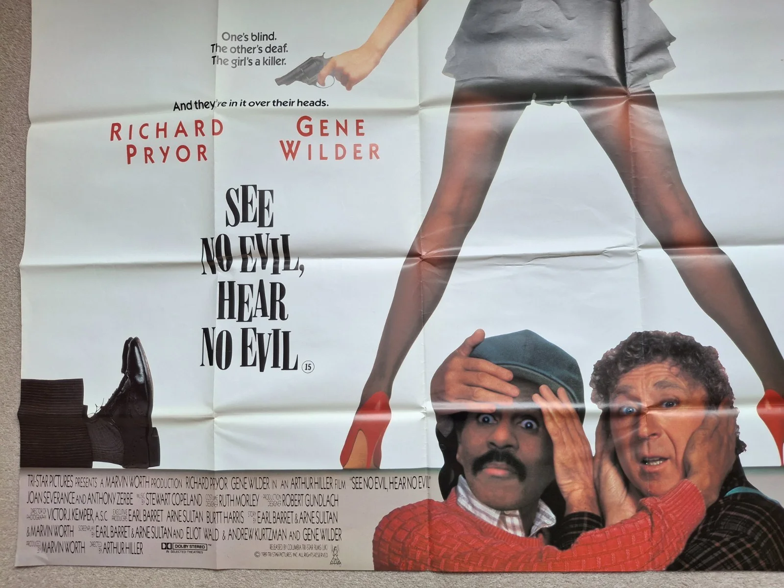 See No Evil, Hear No Evil Rare & Original Film Cinema Movie Quad Poster, изображение 5