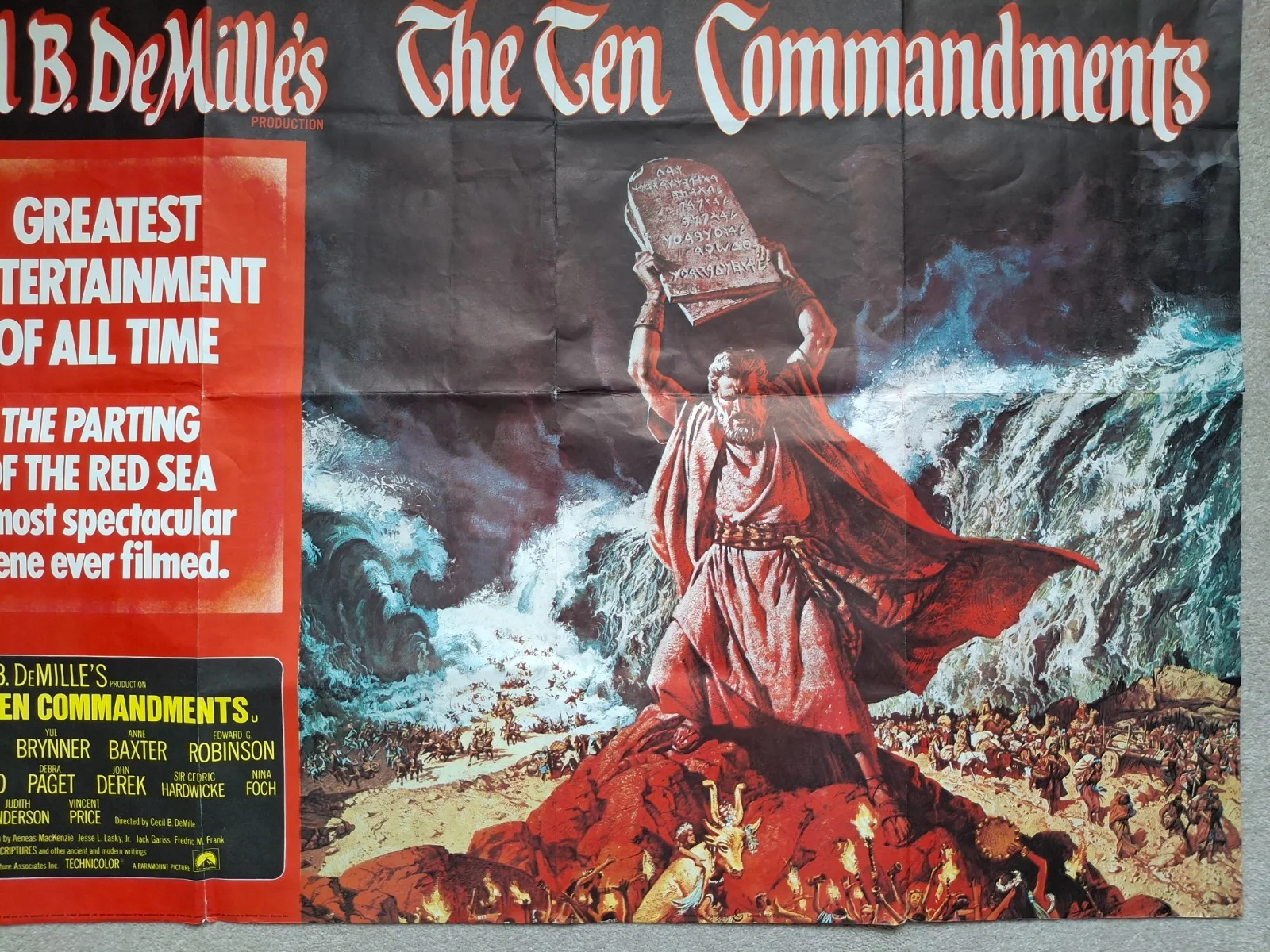 The Ten Commandments Rare & Original Film Cinema Movie Quad Poster Re-Release, изображение 5