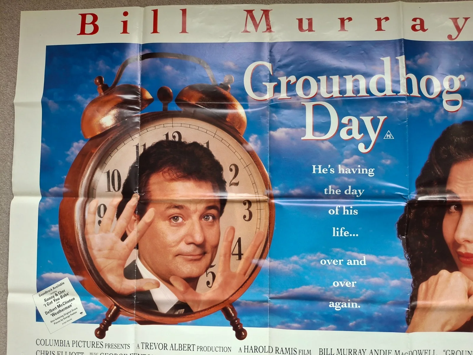 Groundhog Day Rare & Original Film Cinema Movie Quad Poster Bill Murray, изображение 3