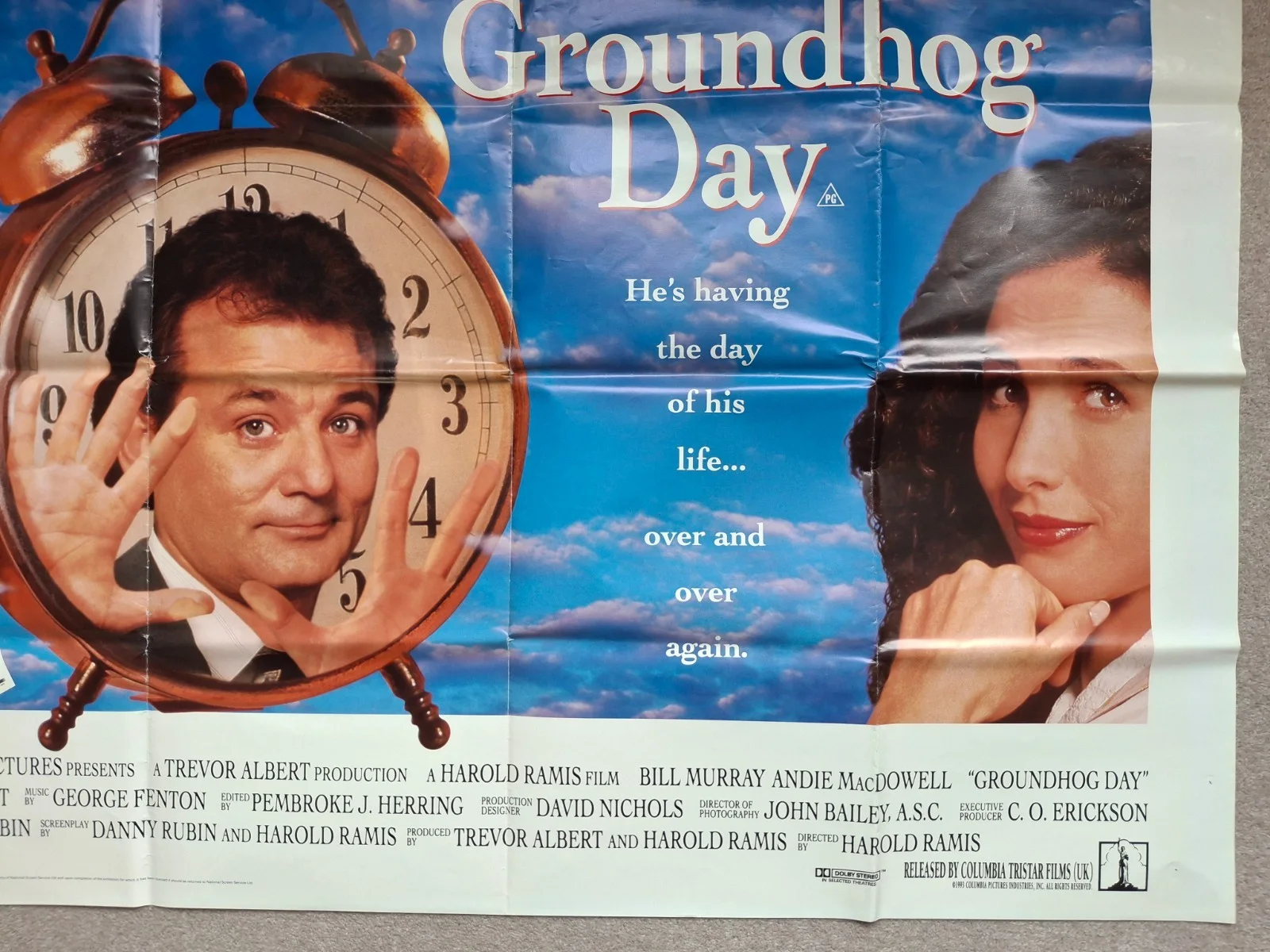 Groundhog Day Rare & Original Film Cinema Movie Quad Poster Bill Murray, изображение 5